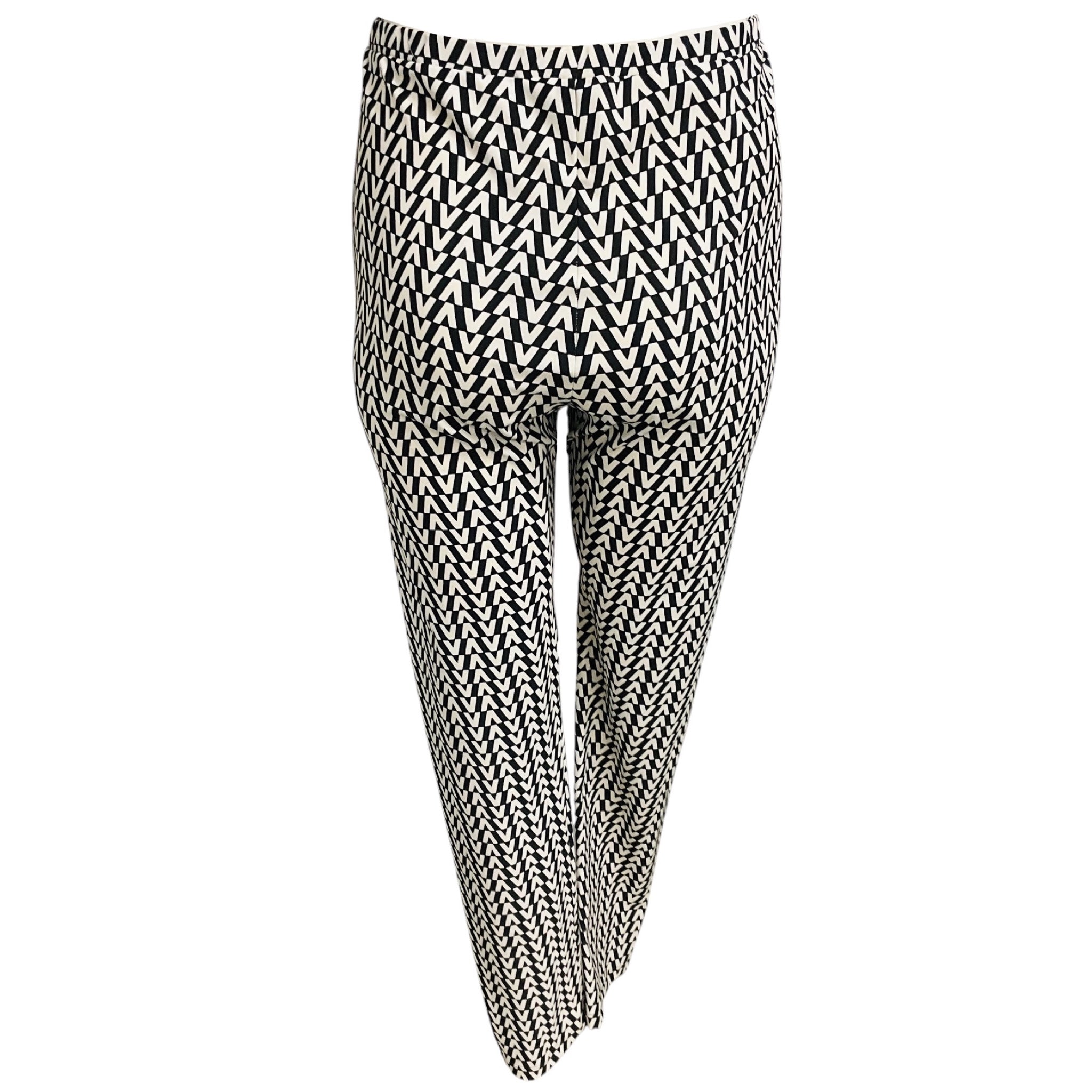 Valentino Black / White All Over Logo Print Leggings