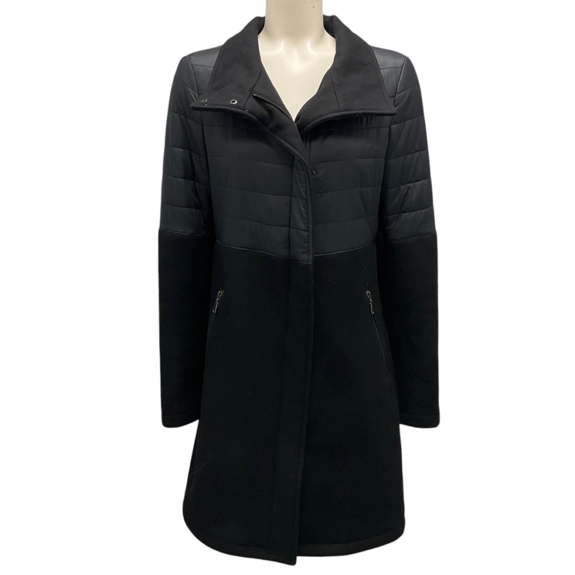 Gimo's Black Quilted Techno and Wool Coat