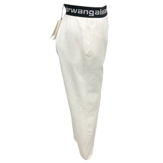 T by Alexander Wang Bright White Stretch Corduroy Pant with Logo Elastic