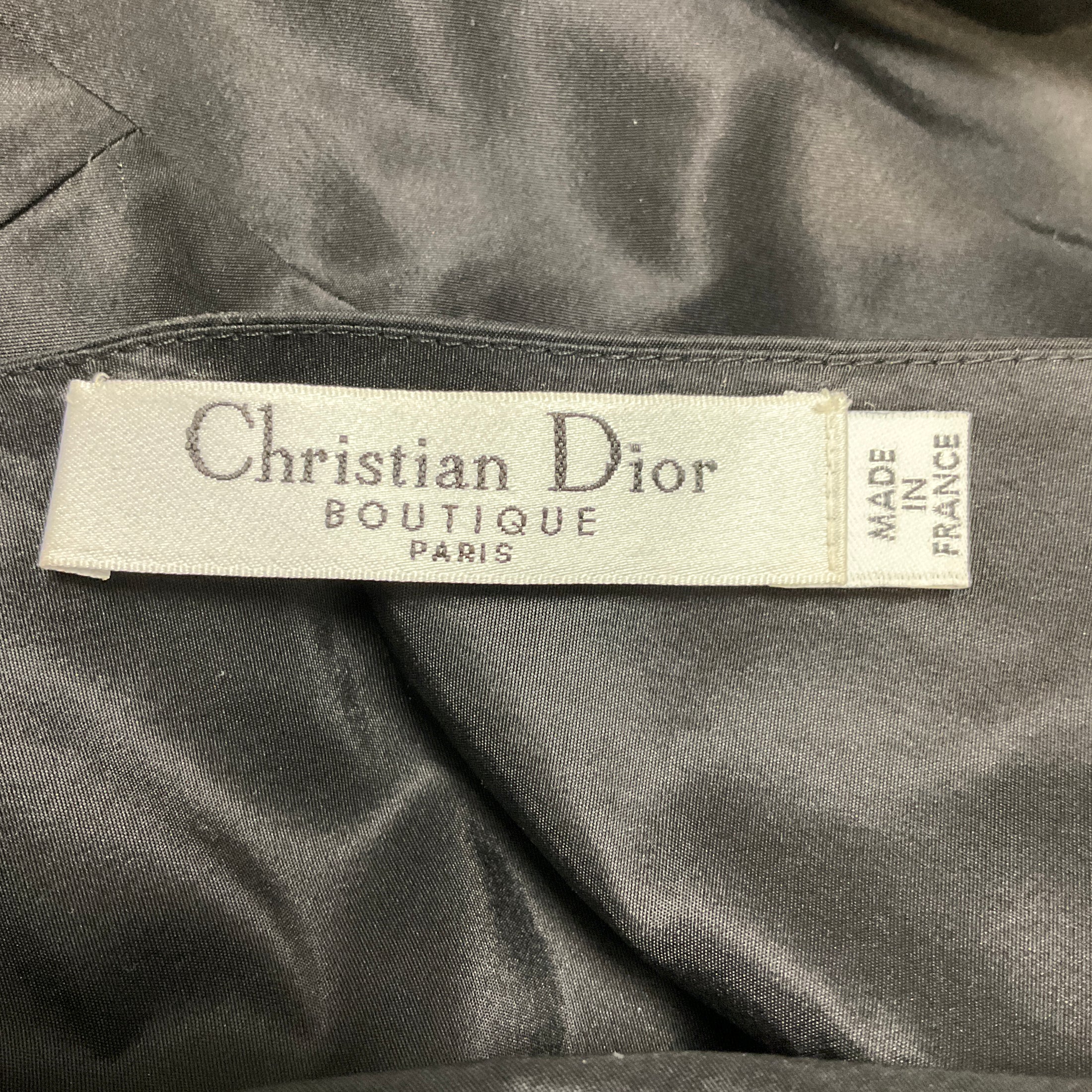 Christian Dior Boutique Black Sleeveless V-Neck Silk Taffeta Gown / Formal Dress