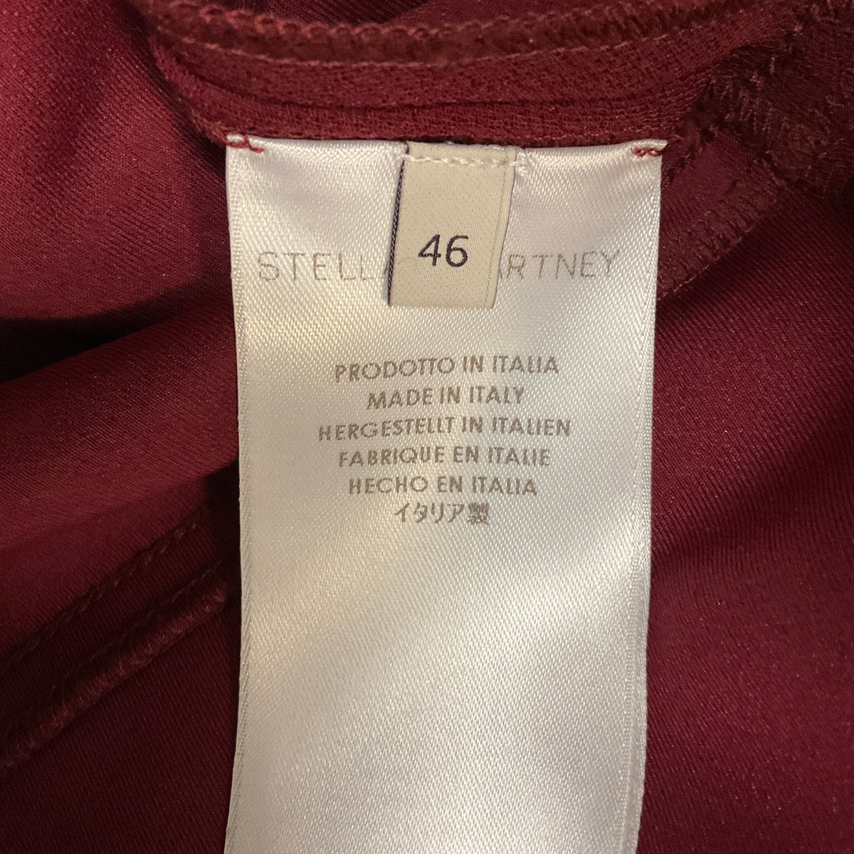 Stella McCartney Burgundy Sleeveless Crepe Midi Dress with Ruffled Hem