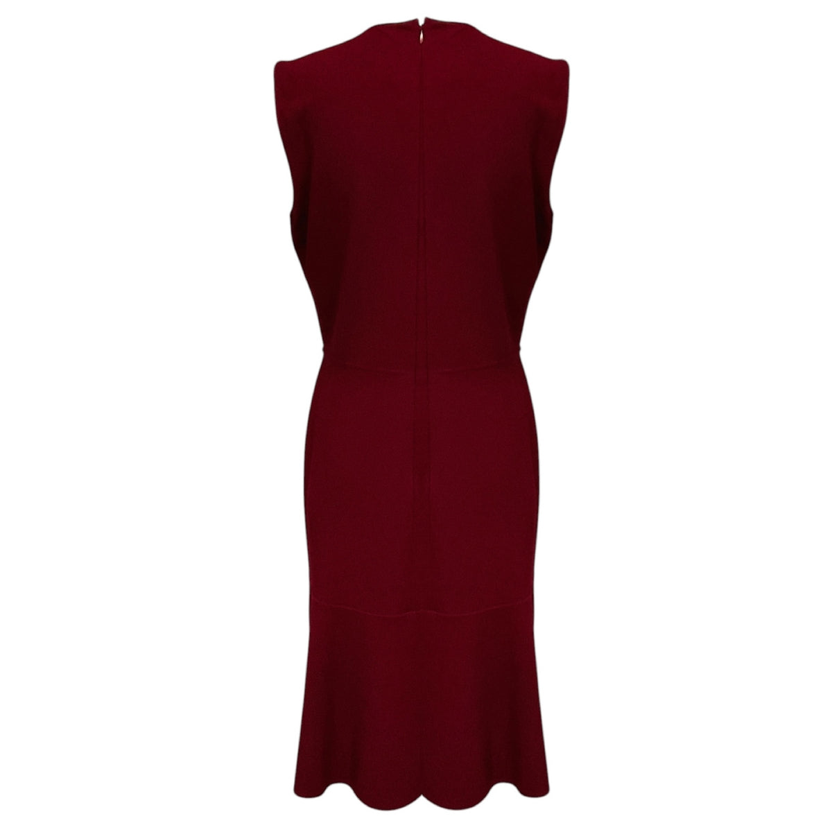 Stella McCartney Burgundy Sleeveless Crepe Midi Dress with Ruffled Hem
