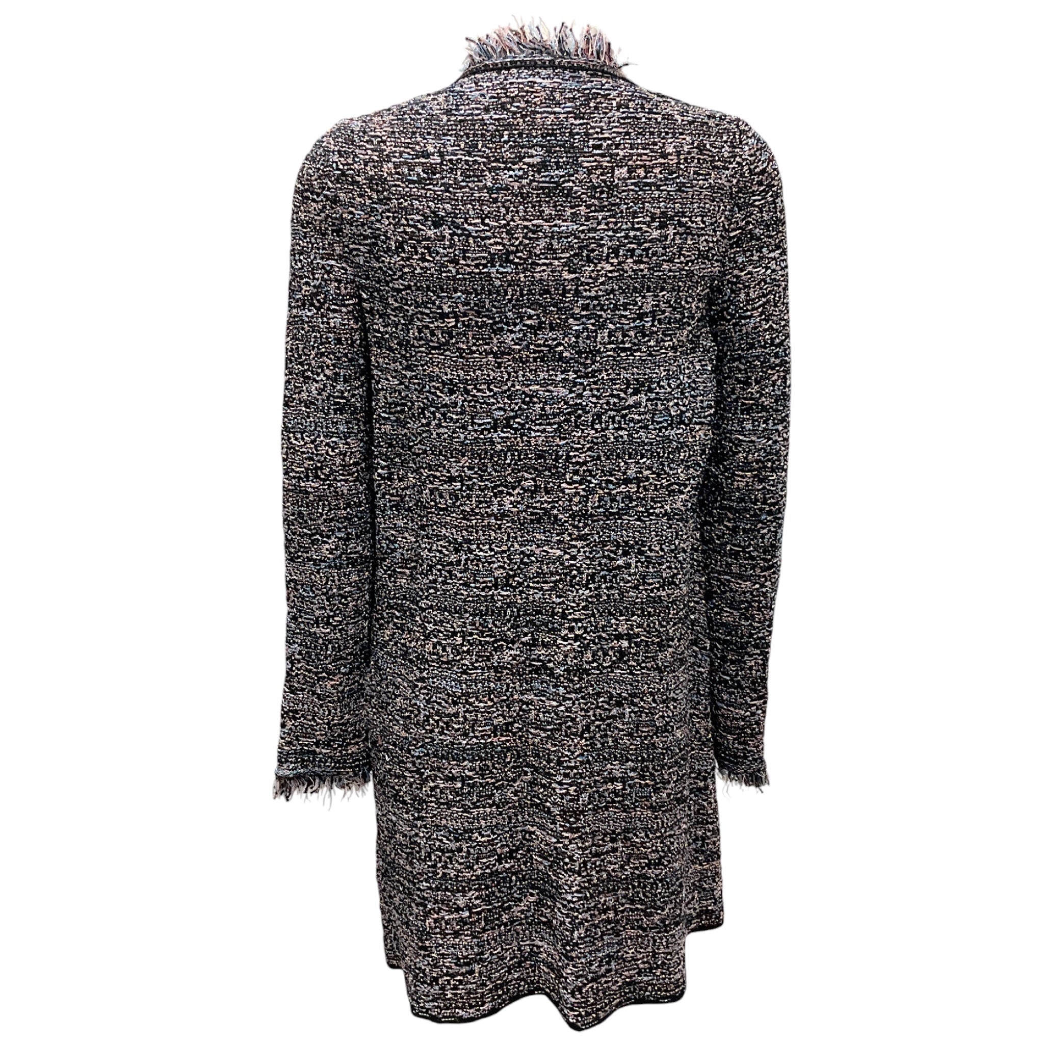 M Missoni Black / Pink / Blue Fringed Metallic Knit Duster Cardigan