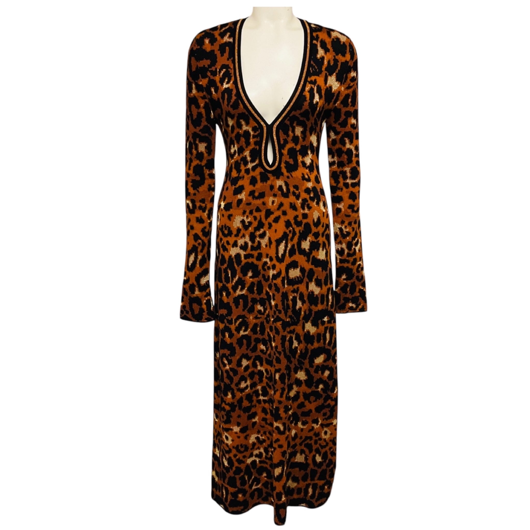 Johanna Ortiz Brown / Black Amur Leopard Midi Dress