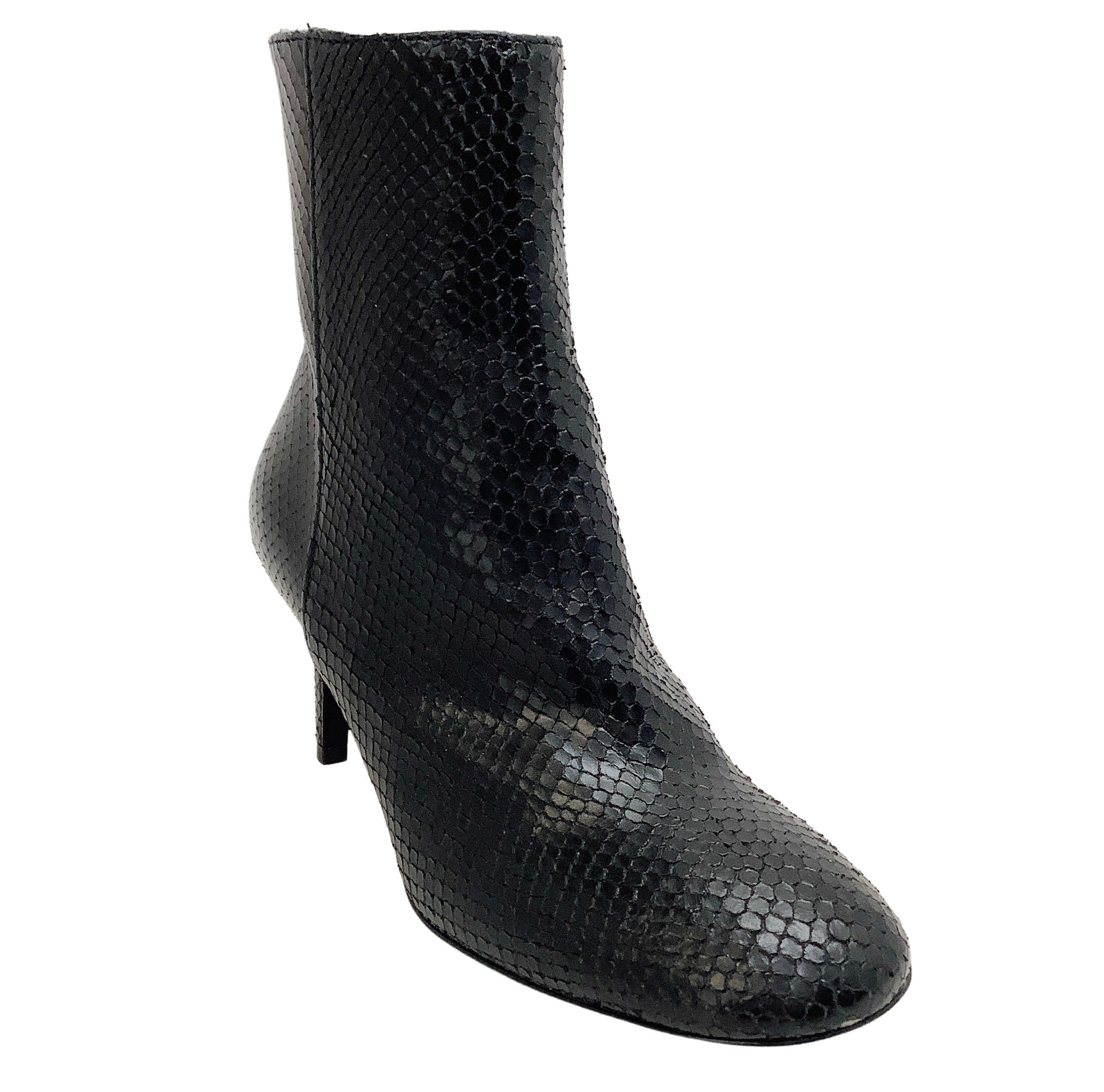 AGL Black Snake Leather Michelle Booties
