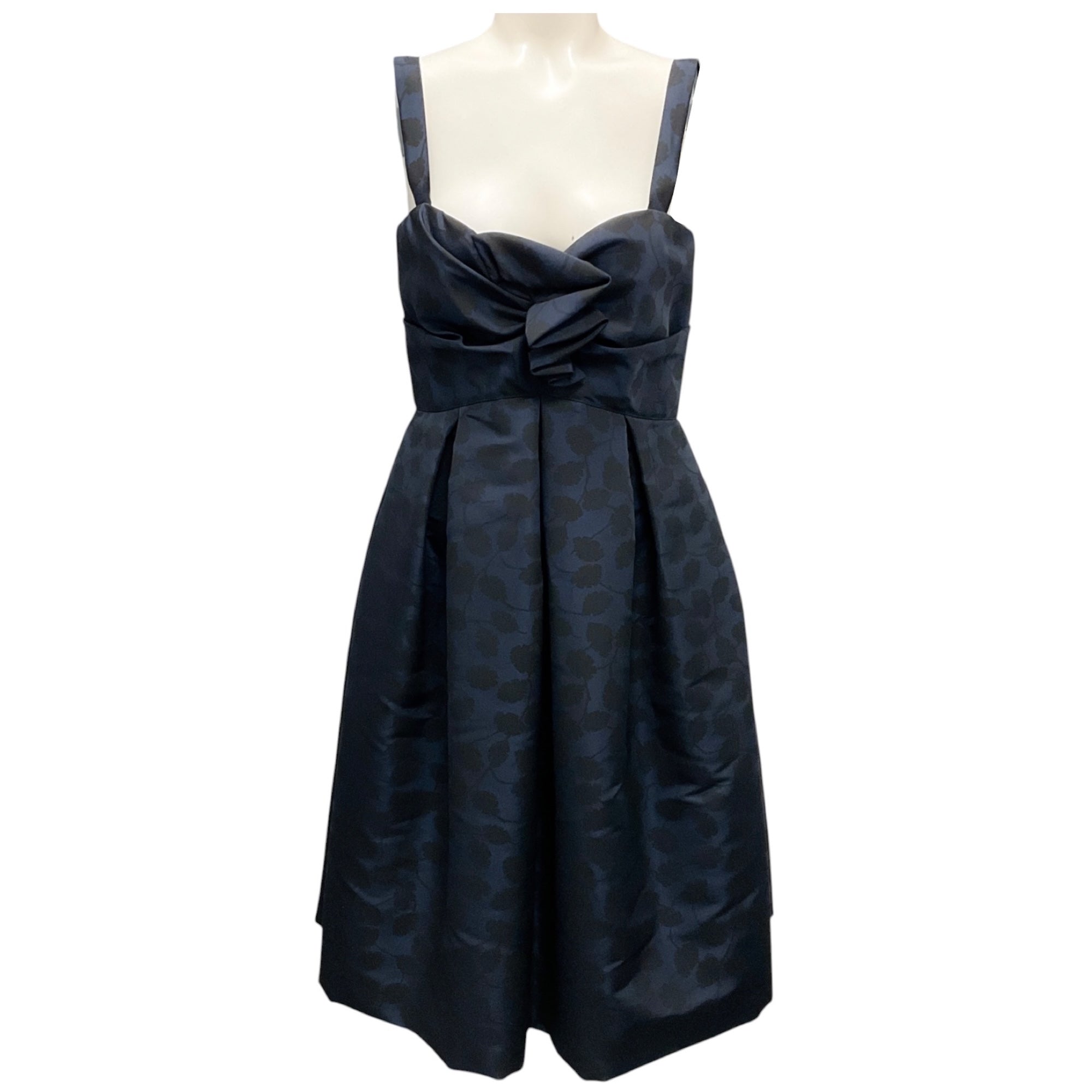 Oscar de la Renta Navy / Black Fall 2007 Silk Taffeta Cocktail Dress