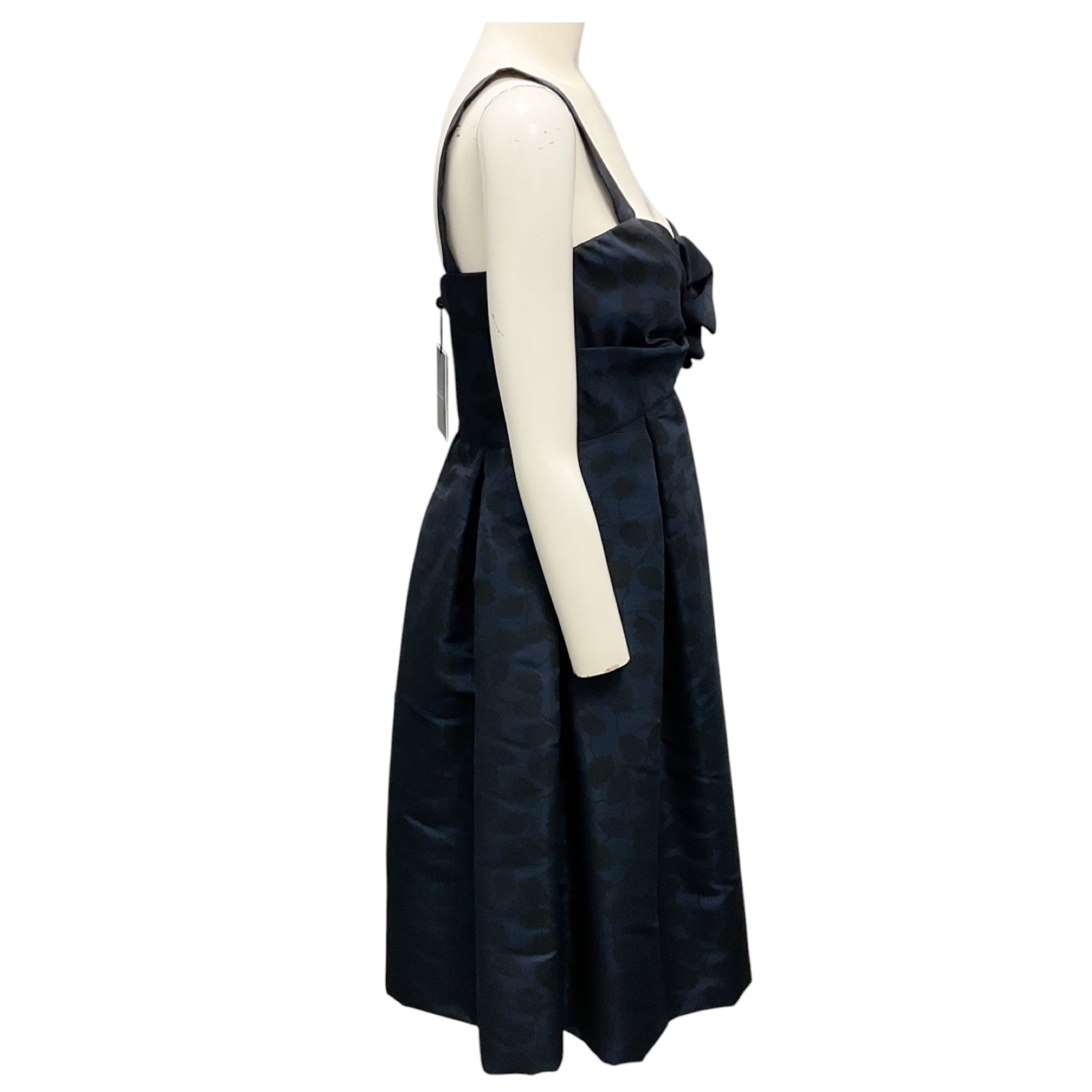 Oscar de la Renta Navy / Black Fall 2007 Silk Taffeta Cocktail Dress