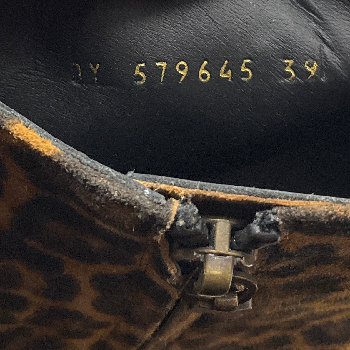 Saint Laurent Camel / Brown / Black West Leopard Print Suede Ankle Boots
