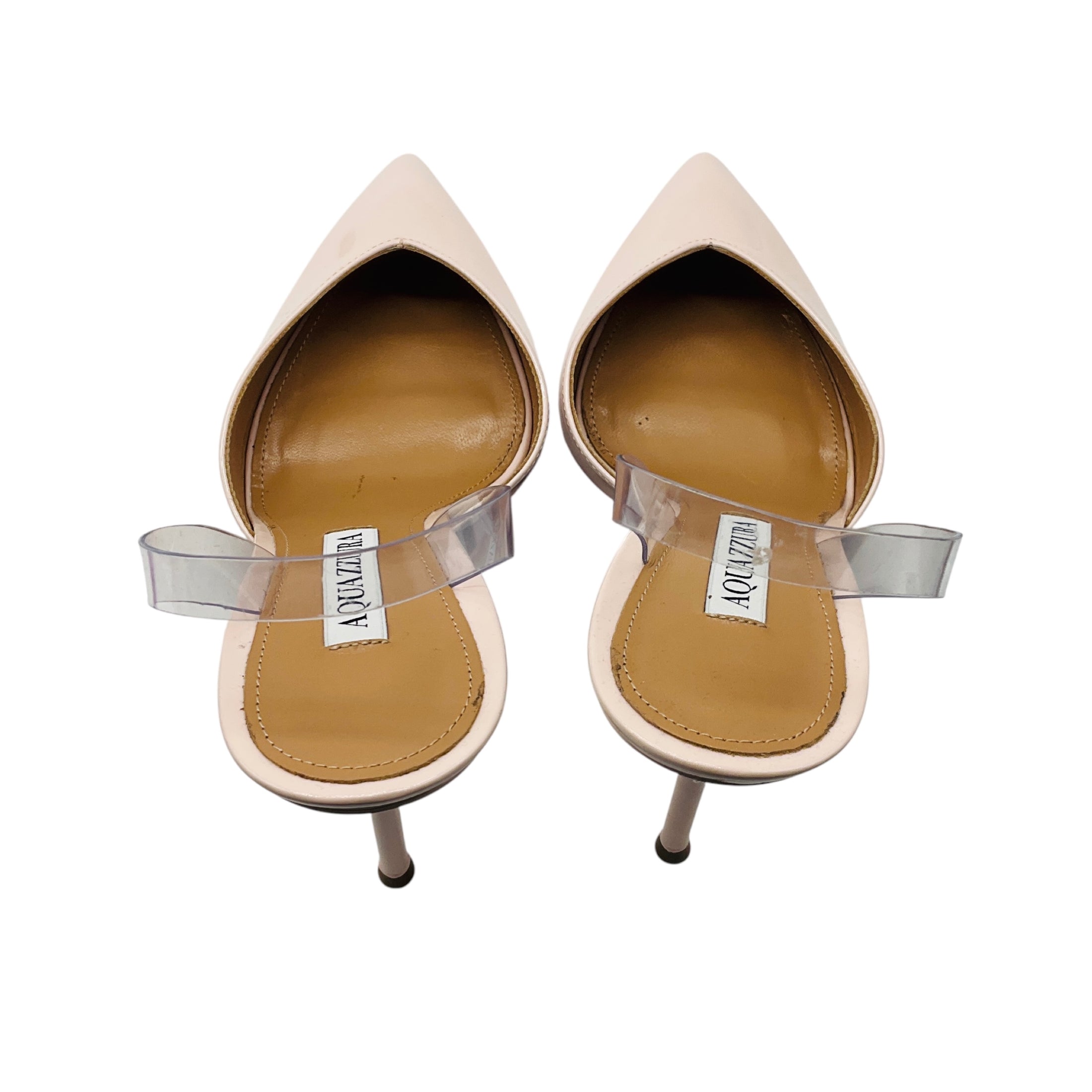 Aquazzura Ivory V Plexi Patent Leather and PVC Slingback Pumps