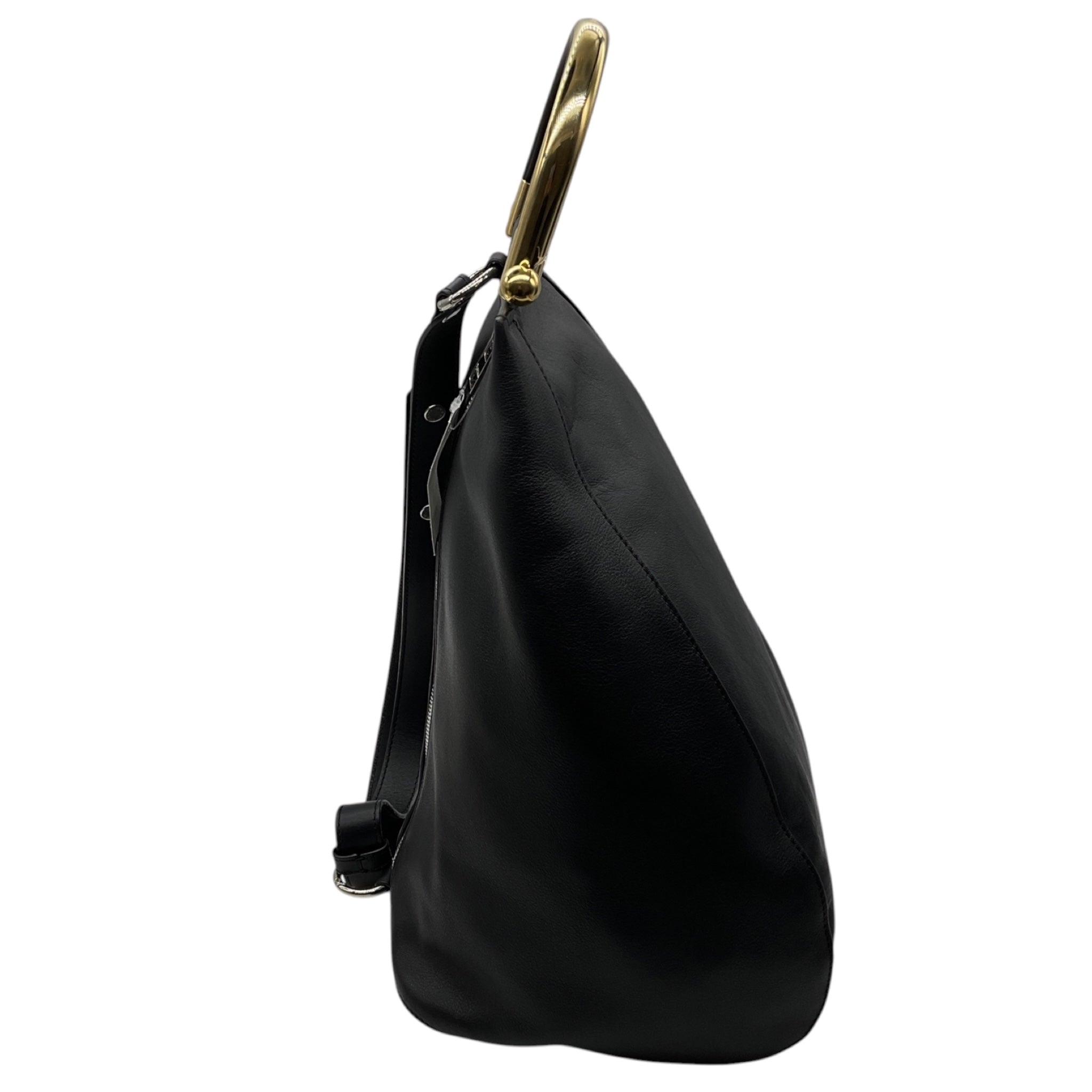 JW Anderson Black Two Way Leather Handbag with Mixed Metal Hardware