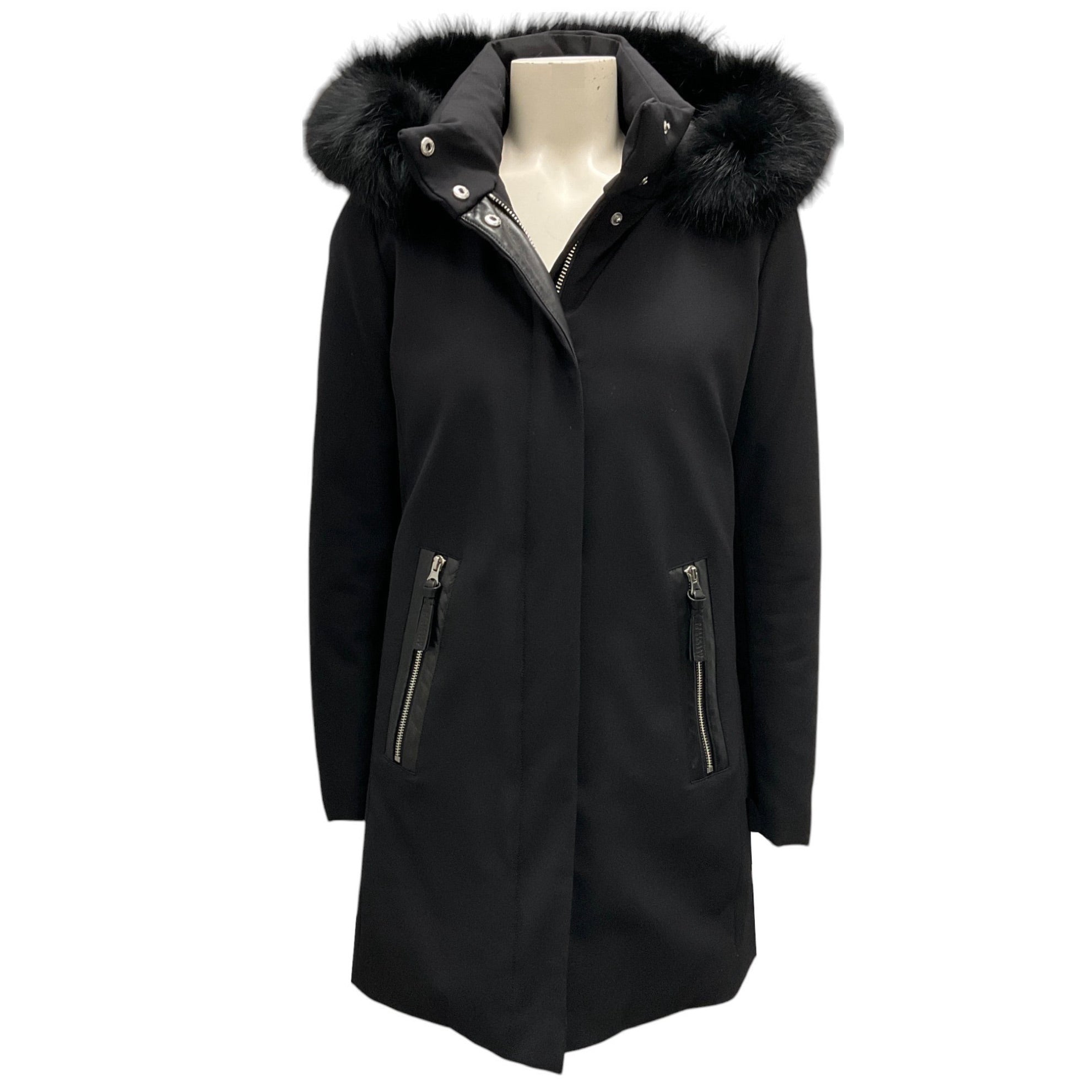 Derek Lam 10 Crosby Black 2019 Fox Fur Trim Down Parka Coat