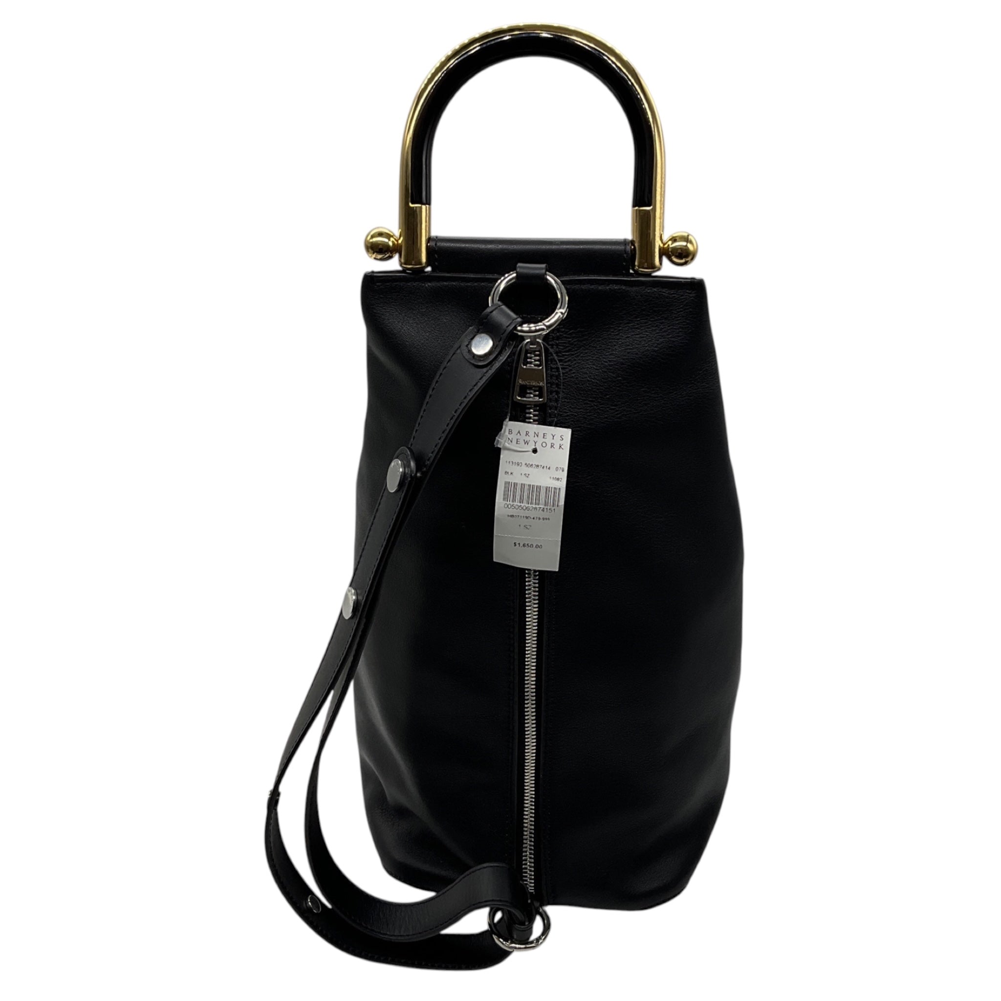 JW Anderson Black Two Way Leather Handbag with Mixed Metal Hardware