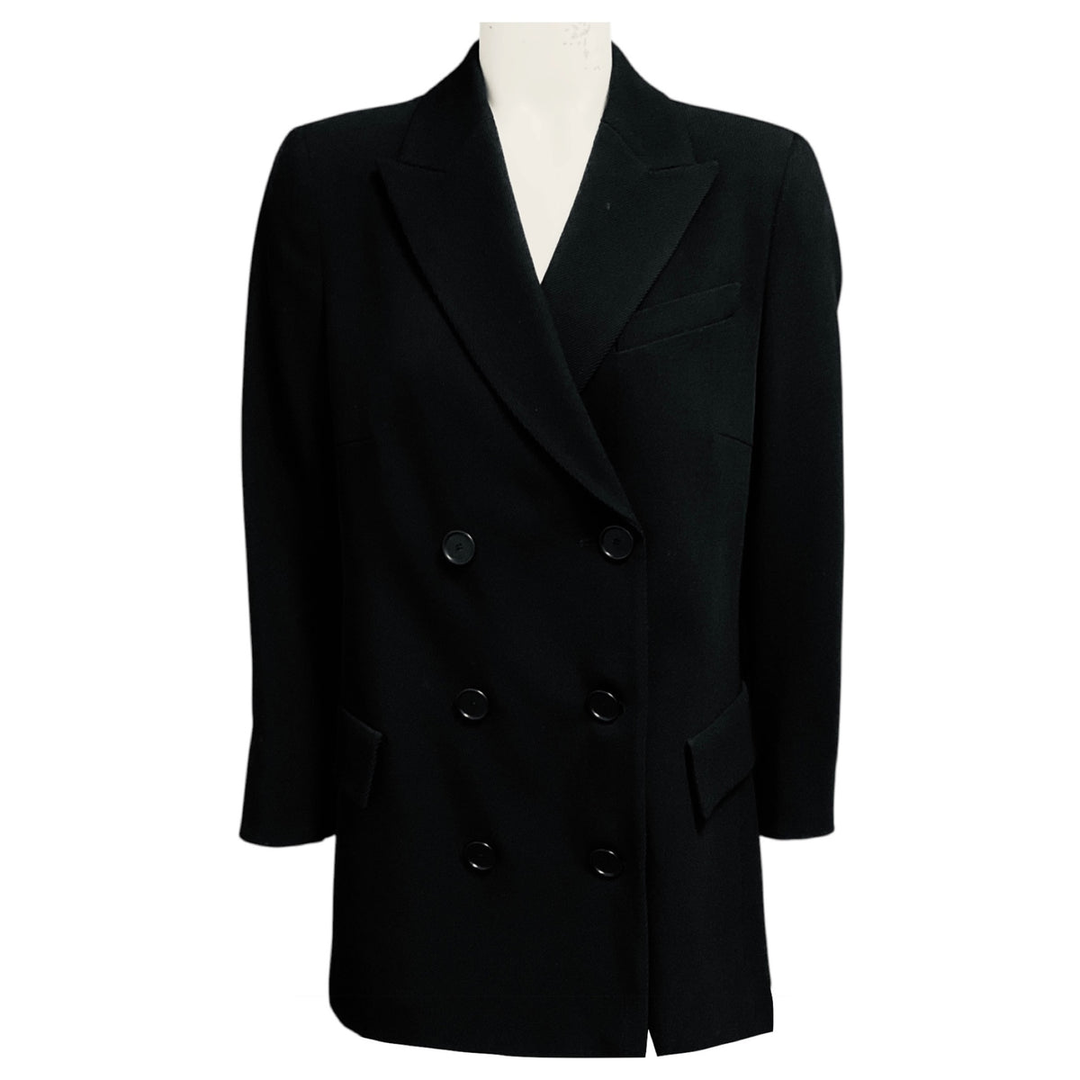 Akris Punto Black Double Breasted Ribbed Wool Blazer