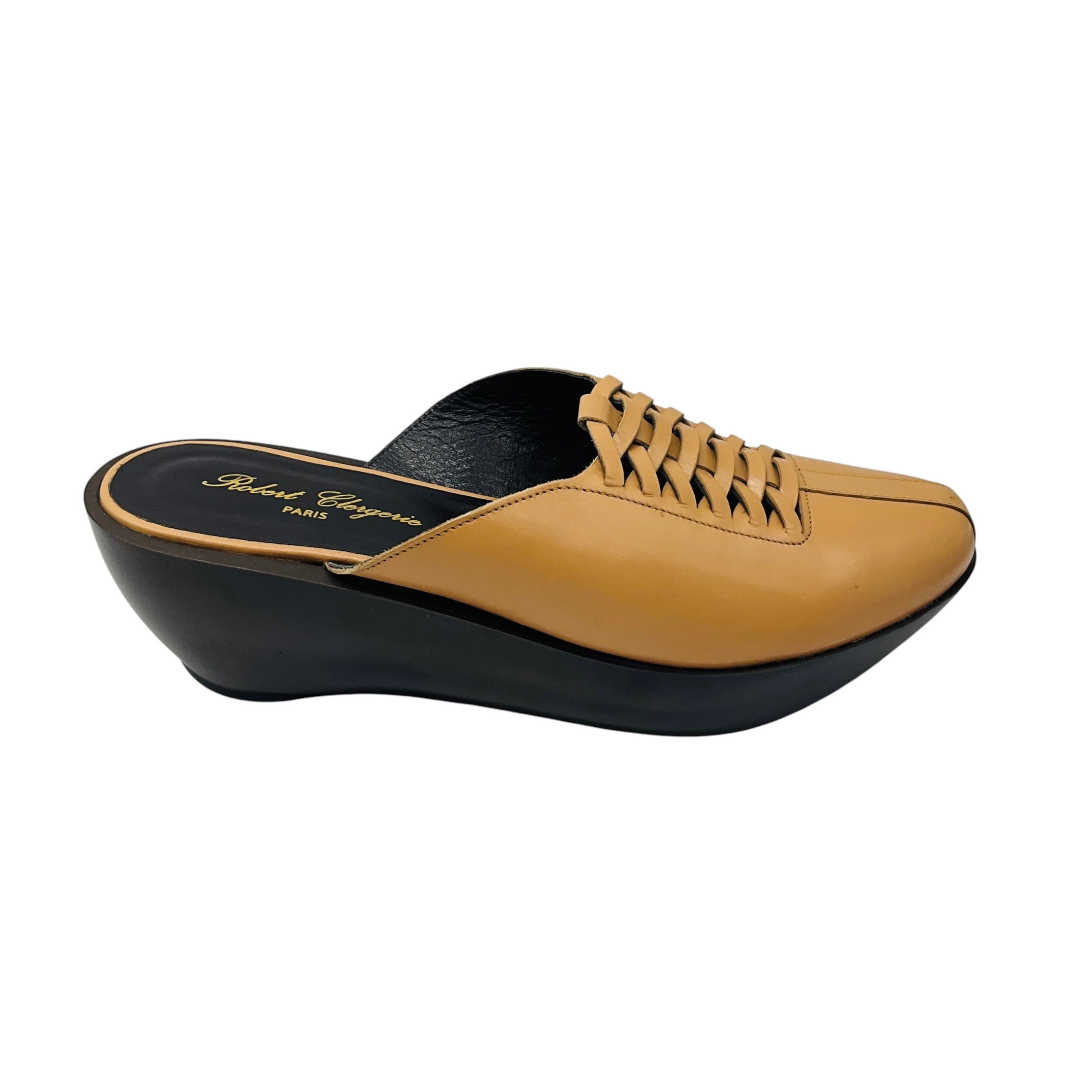 Robert Clergerie Tan Woven Leather Mules / Clogs