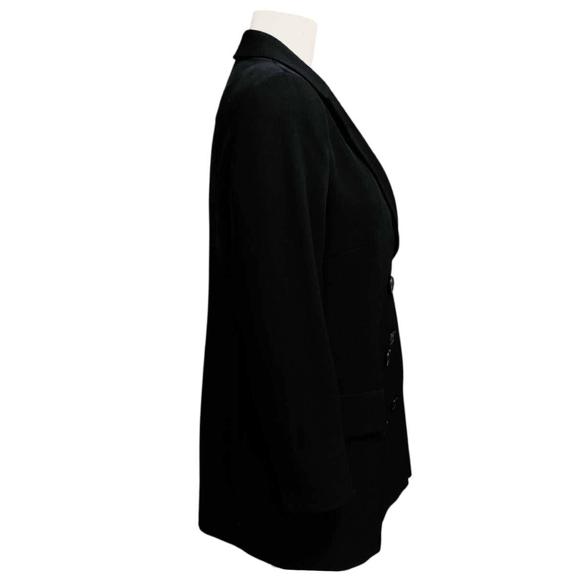 Akris Punto Black Double Breasted Ribbed Wool Blazer