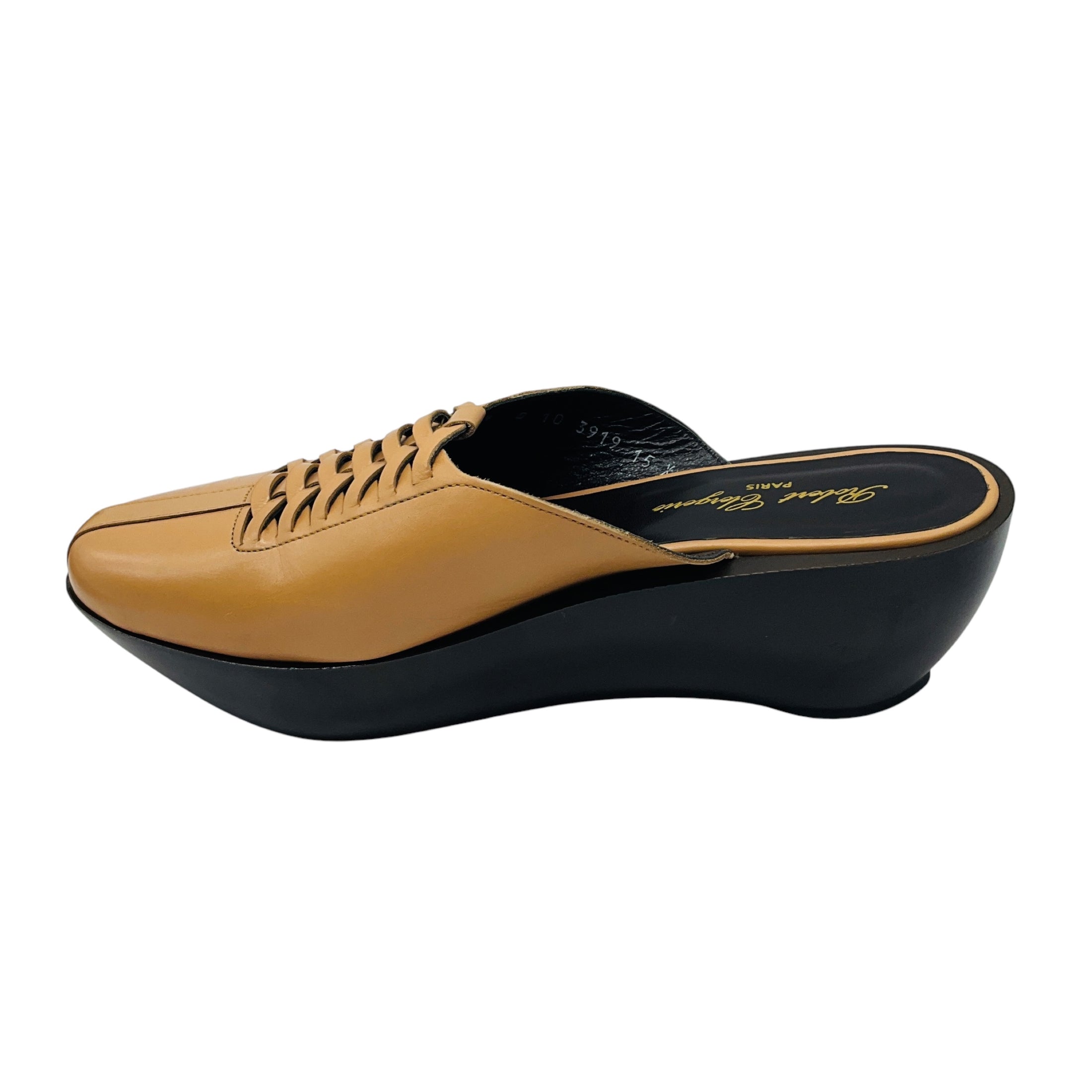 Robert Clergerie Tan Woven Leather Mules / Clogs