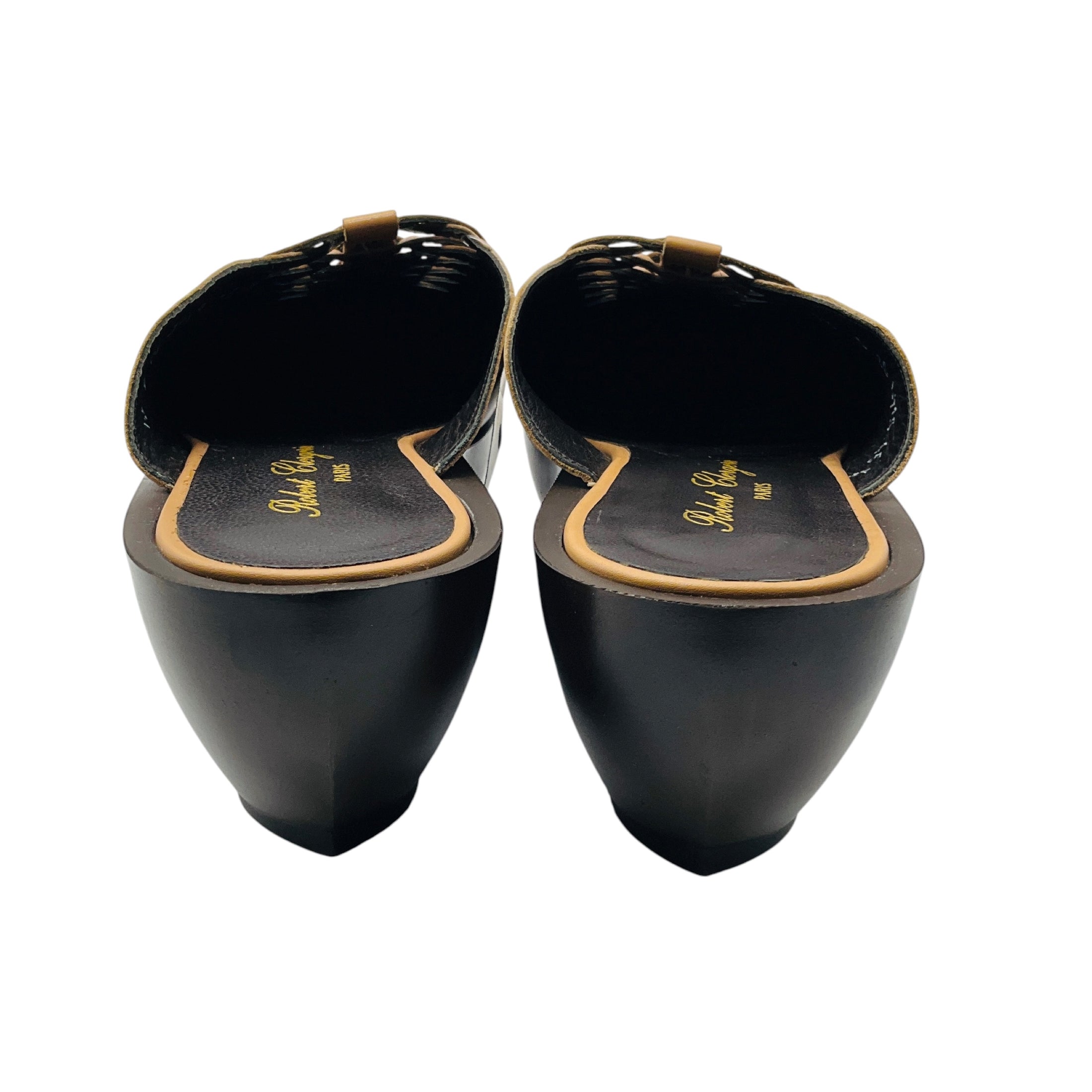 Robert Clergerie Tan Woven Leather Mules / Clogs