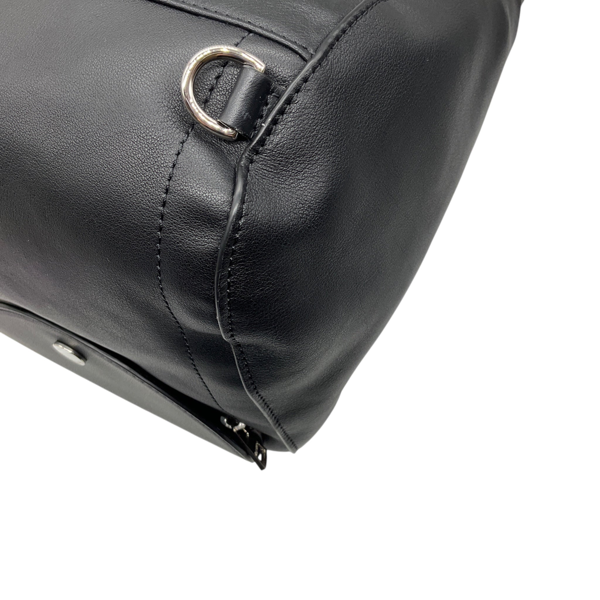 JW Anderson Black Two Way Leather Handbag with Mixed Metal Hardware