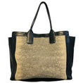 Load image into Gallery viewer, Chloe Beige / Black Fabric and Leather Double Top Handle Tote Bag
