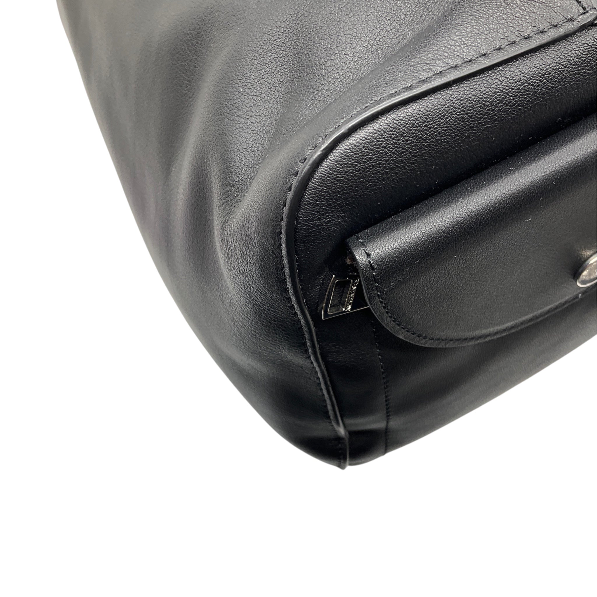 JW Anderson Black Two Way Leather Handbag with Mixed Metal Hardware