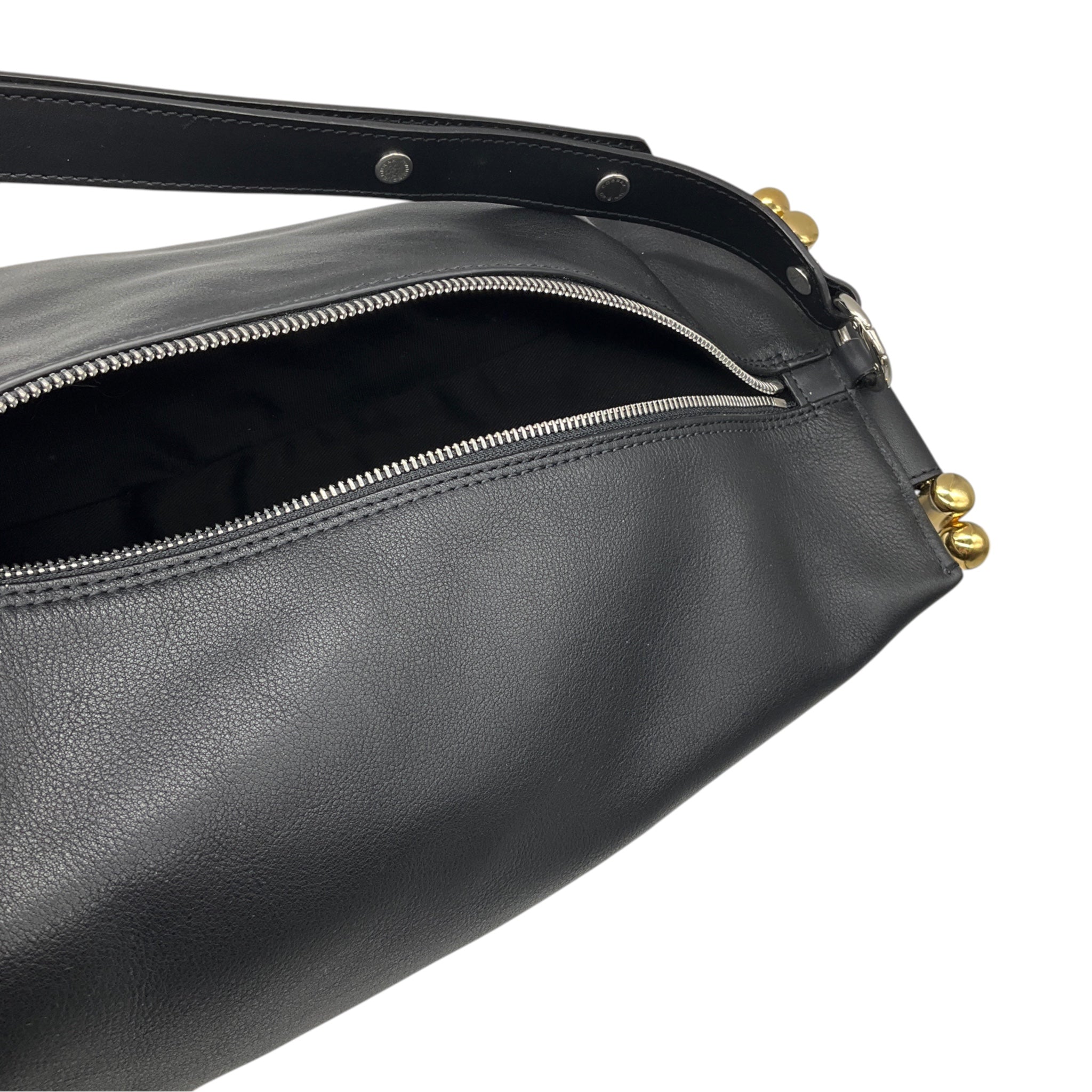 JW Anderson Black Two Way Leather Handbag with Mixed Metal Hardware