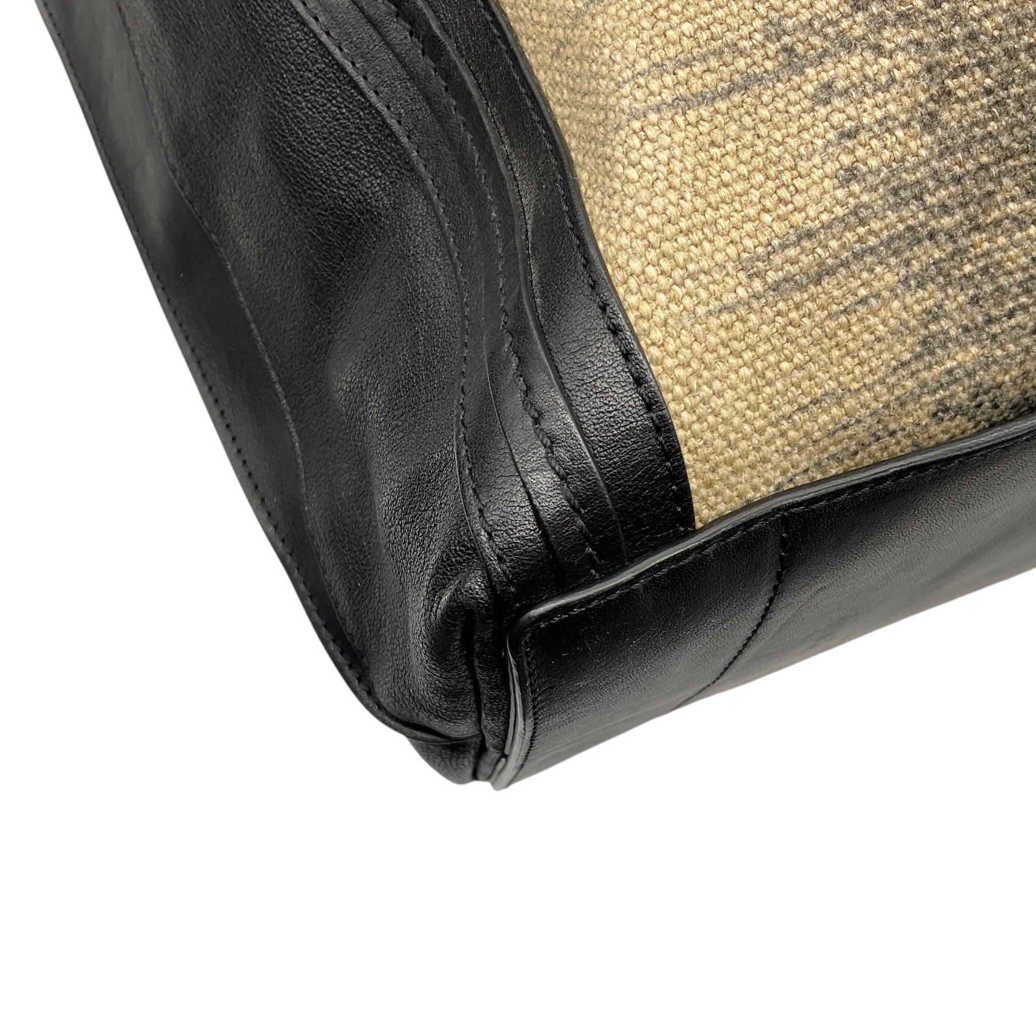 Chloe Beige / Black Fabric and Leather Double Top Handle Tote Bag