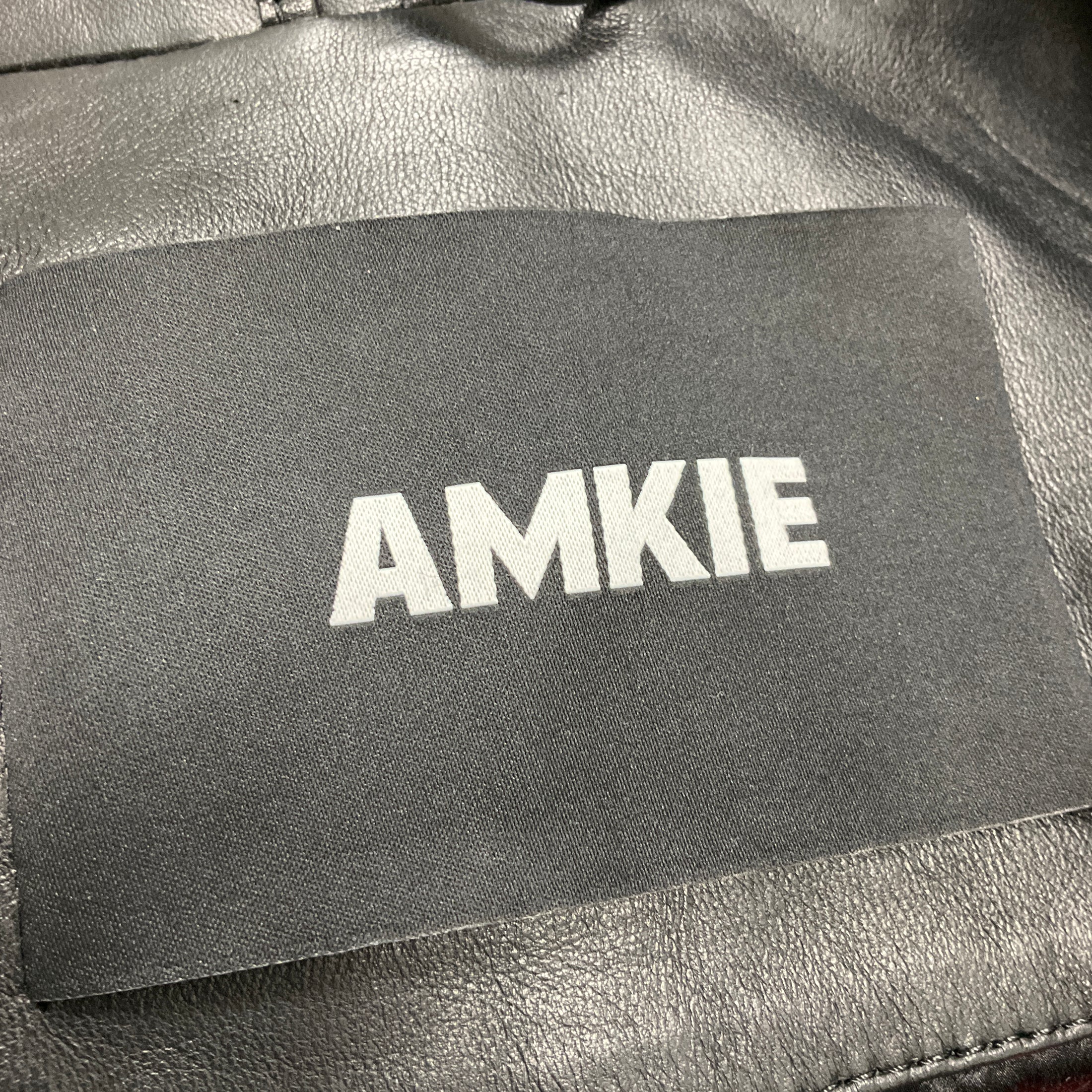 Amkie Black / Tan Lambskin Leather and Mongolian Fur Jacket