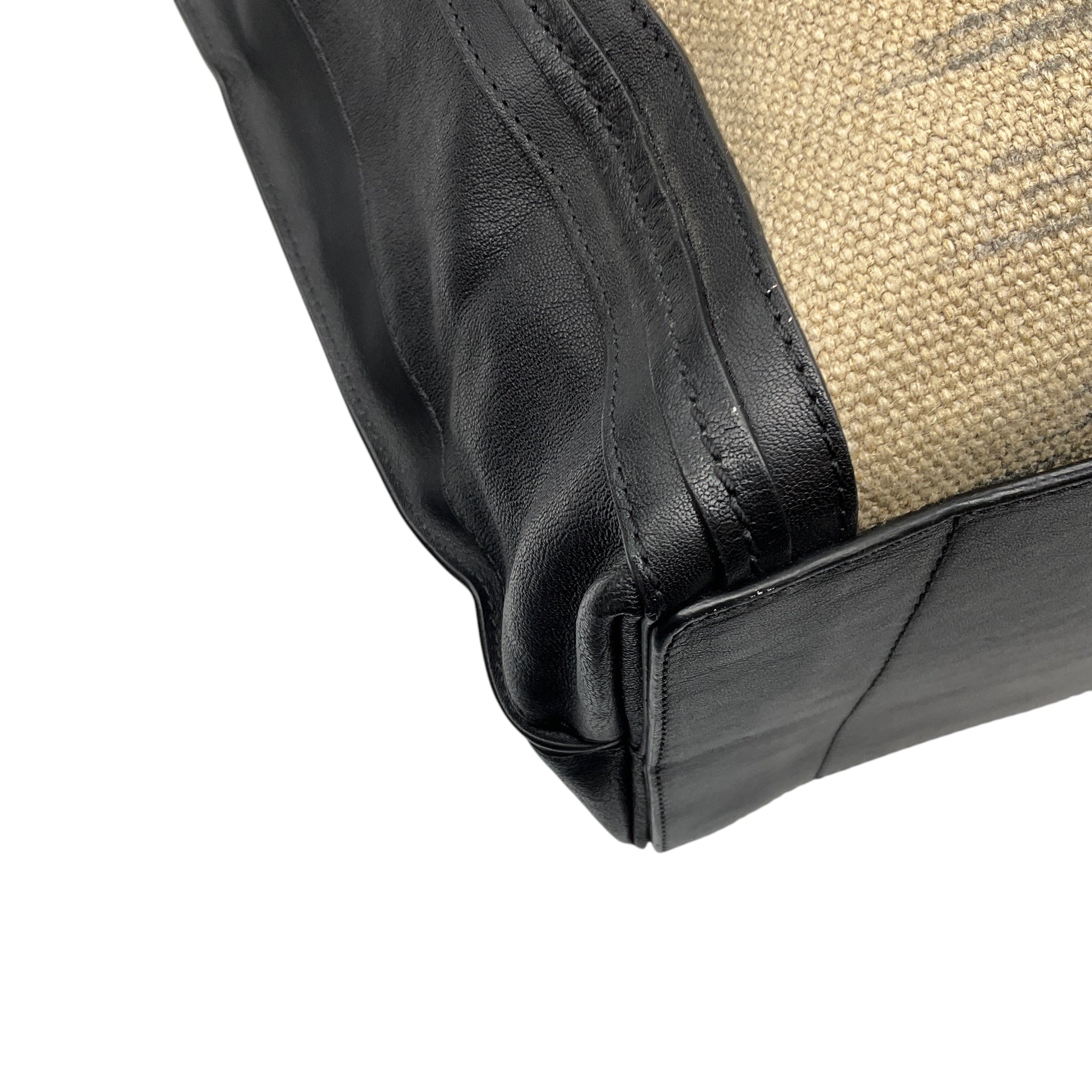 Chloe Beige / Black Fabric and Leather Double Top Handle Tote Bag