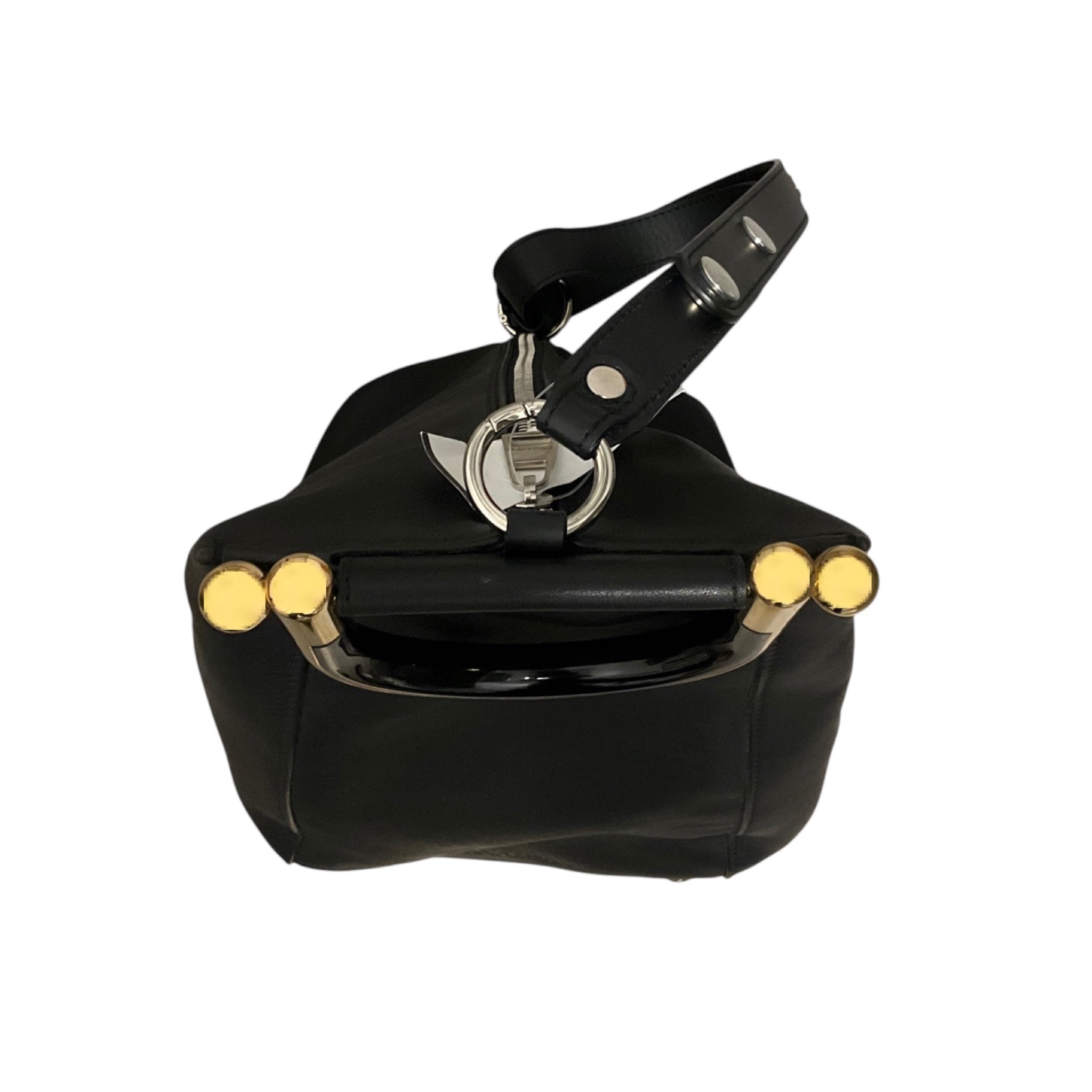 JW Anderson Black Two Way Leather Handbag with Mixed Metal Hardware