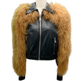 Load image into Gallery viewer, Amkie Black / Tan Lambskin Leather and Mongolian Fur Jacket
