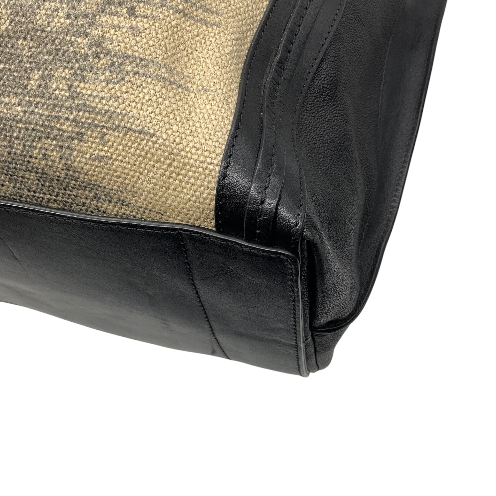 Chloe Beige / Black Fabric and Leather Double Top Handle Tote Bag
