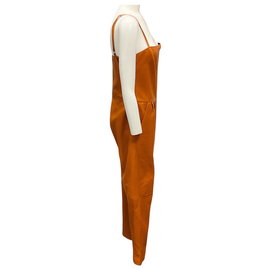 Understated Leather Tan Lamb Leather Jumpsuit