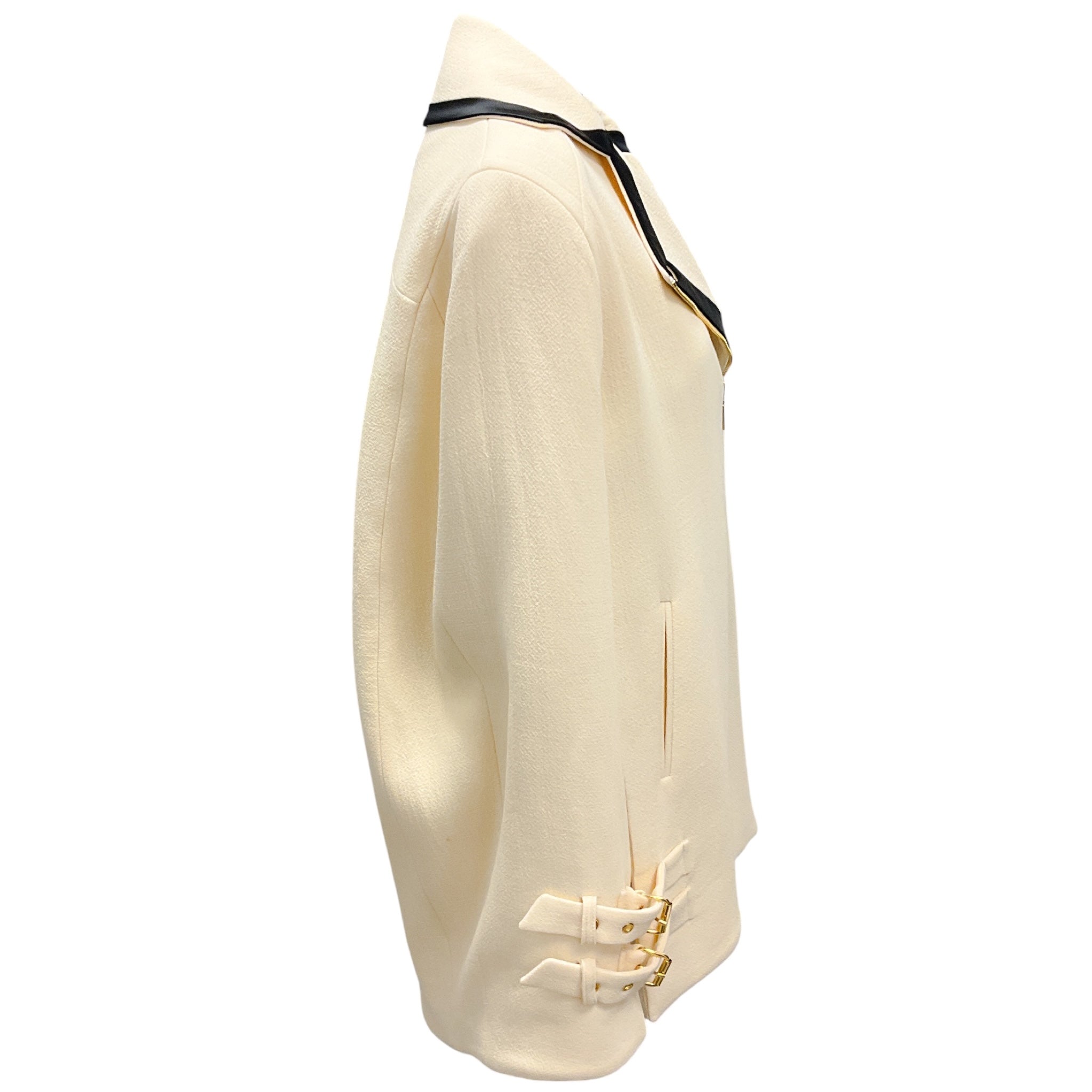 Federica Bonifaci Ivory / Black Linen Blazer Cape