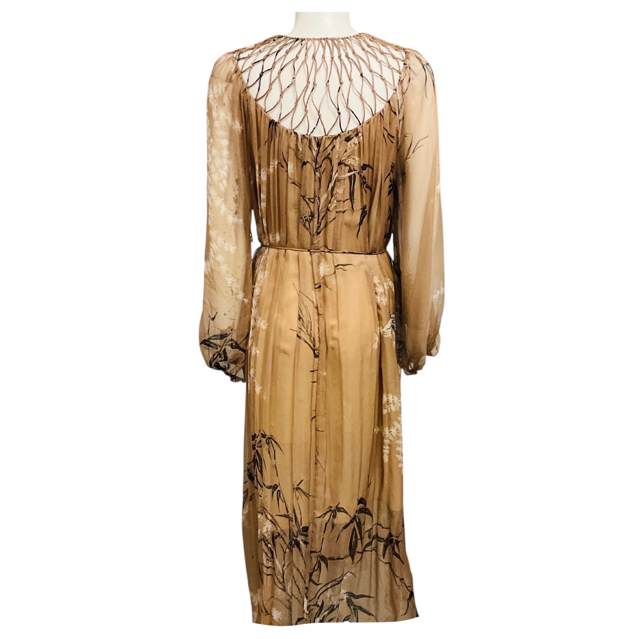 Zimmermann Beige Multi Printed Silk Chiffon Midi Dress