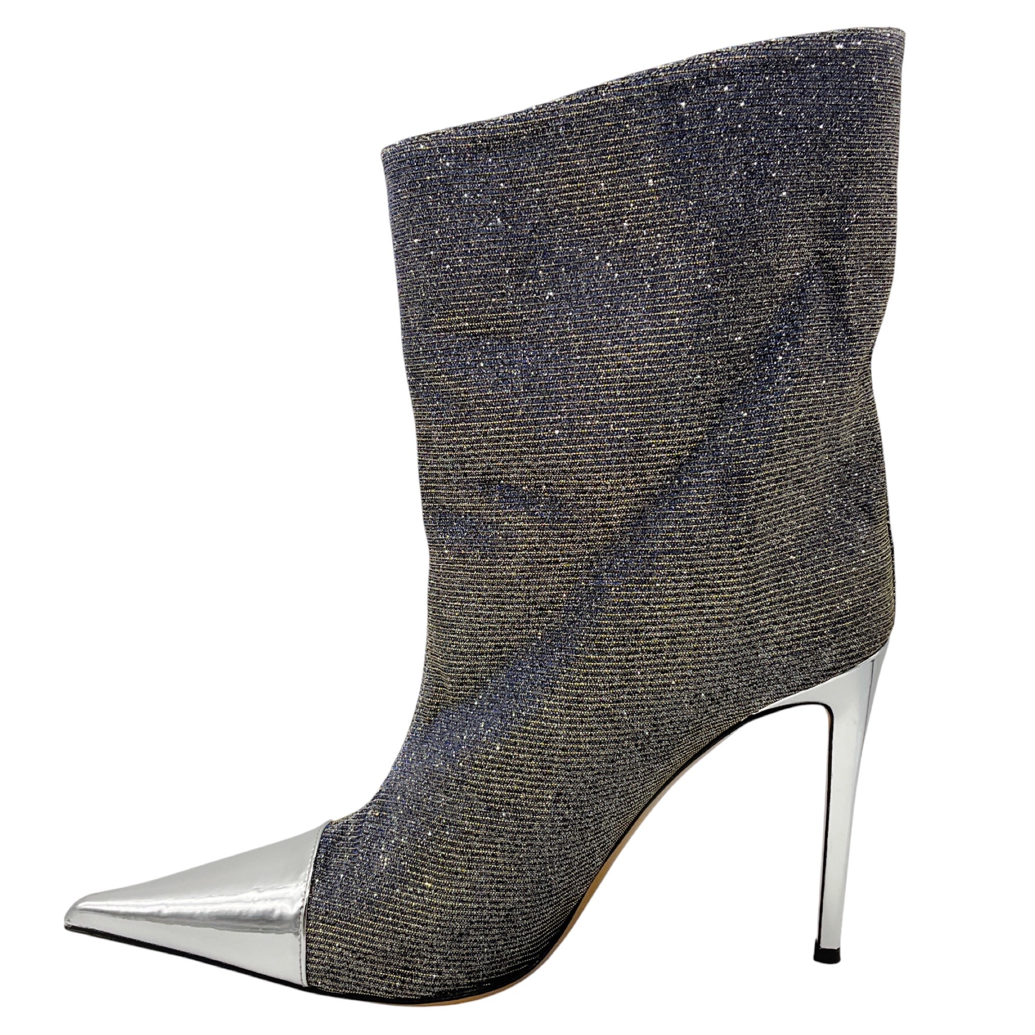 Alexandre Vauthier Silver Metallic Glitter Lurex Ankle Boots