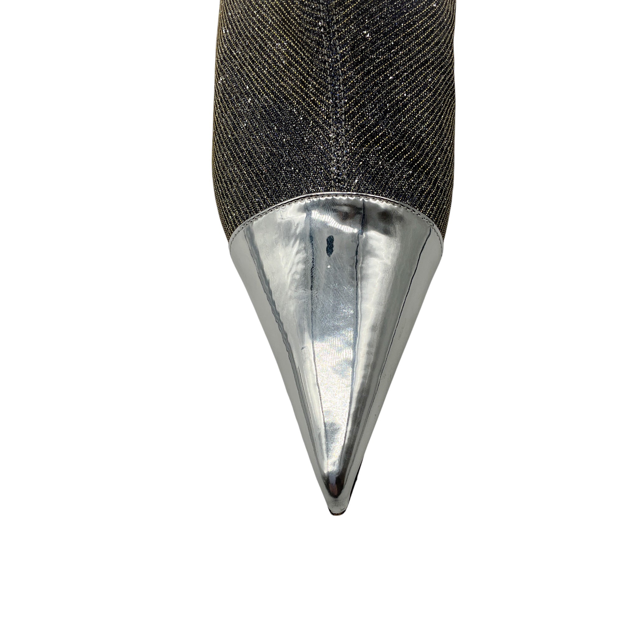 Alexandre Vauthier Silver Metallic Glitter Lurex Ankle Boots