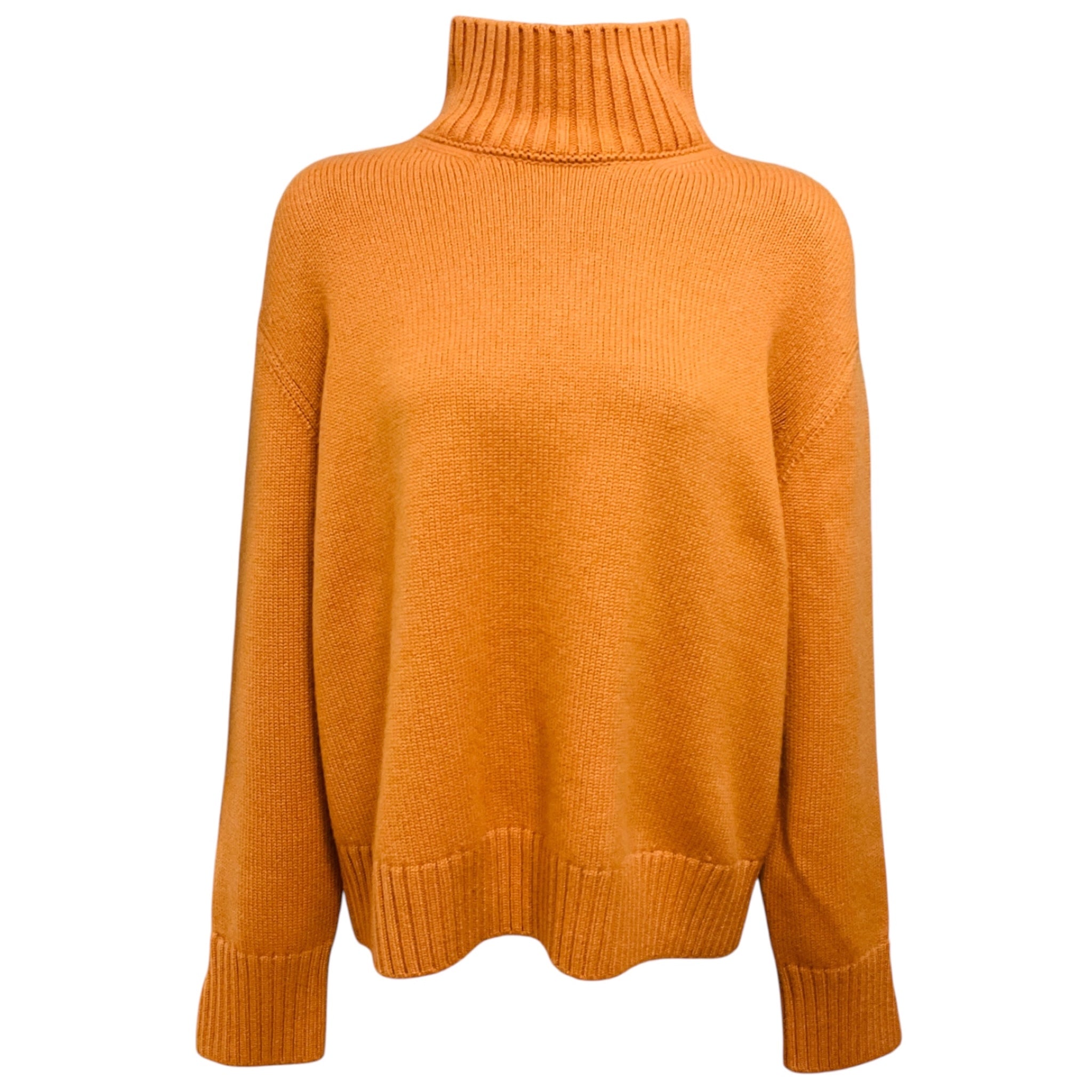 Loro Piana Apricot Orange Baby Cashmere Turtleneck Sweater