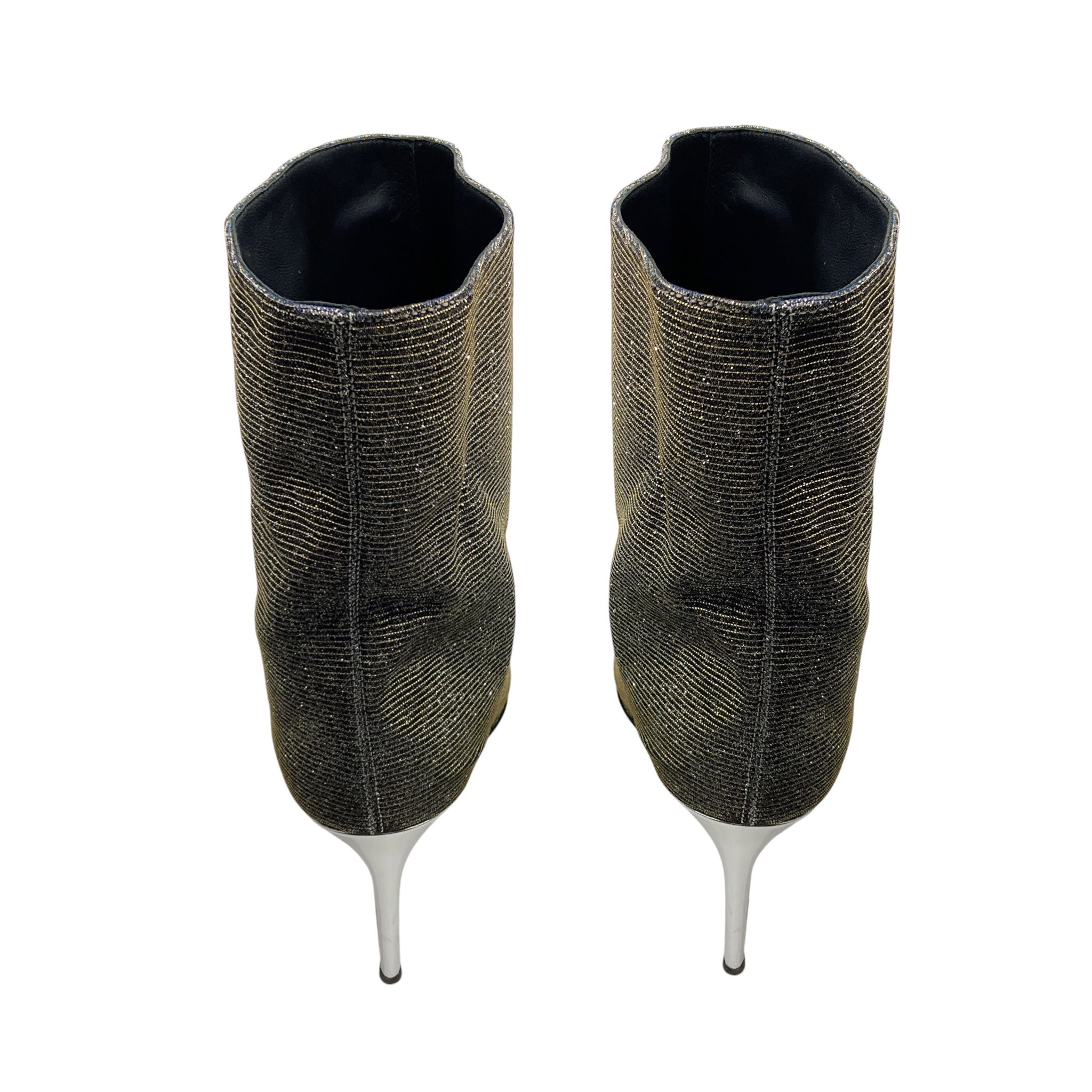 Alexandre Vauthier Silver Metallic Glitter Lurex Ankle Boots