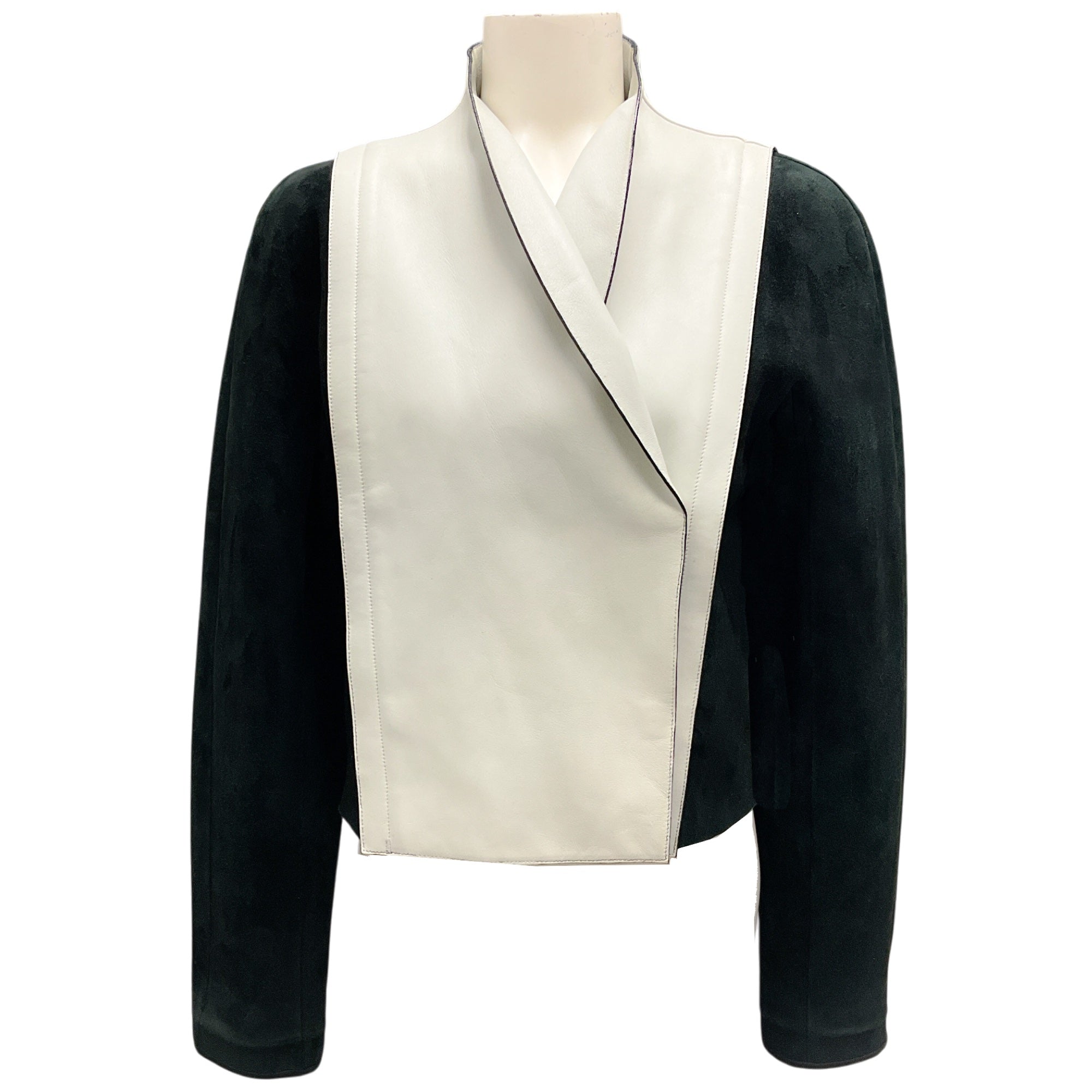 Proenza Schouler Ivory / Black Genuine Calfskin Leather Jacket