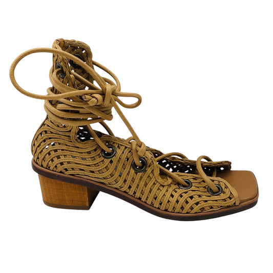Stella McCartney Tan Woven Lace Up Sandals