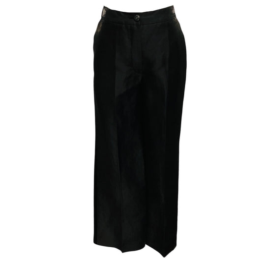 Chanel Black 2009 Shiny Linen Trousers with CC Logo Button