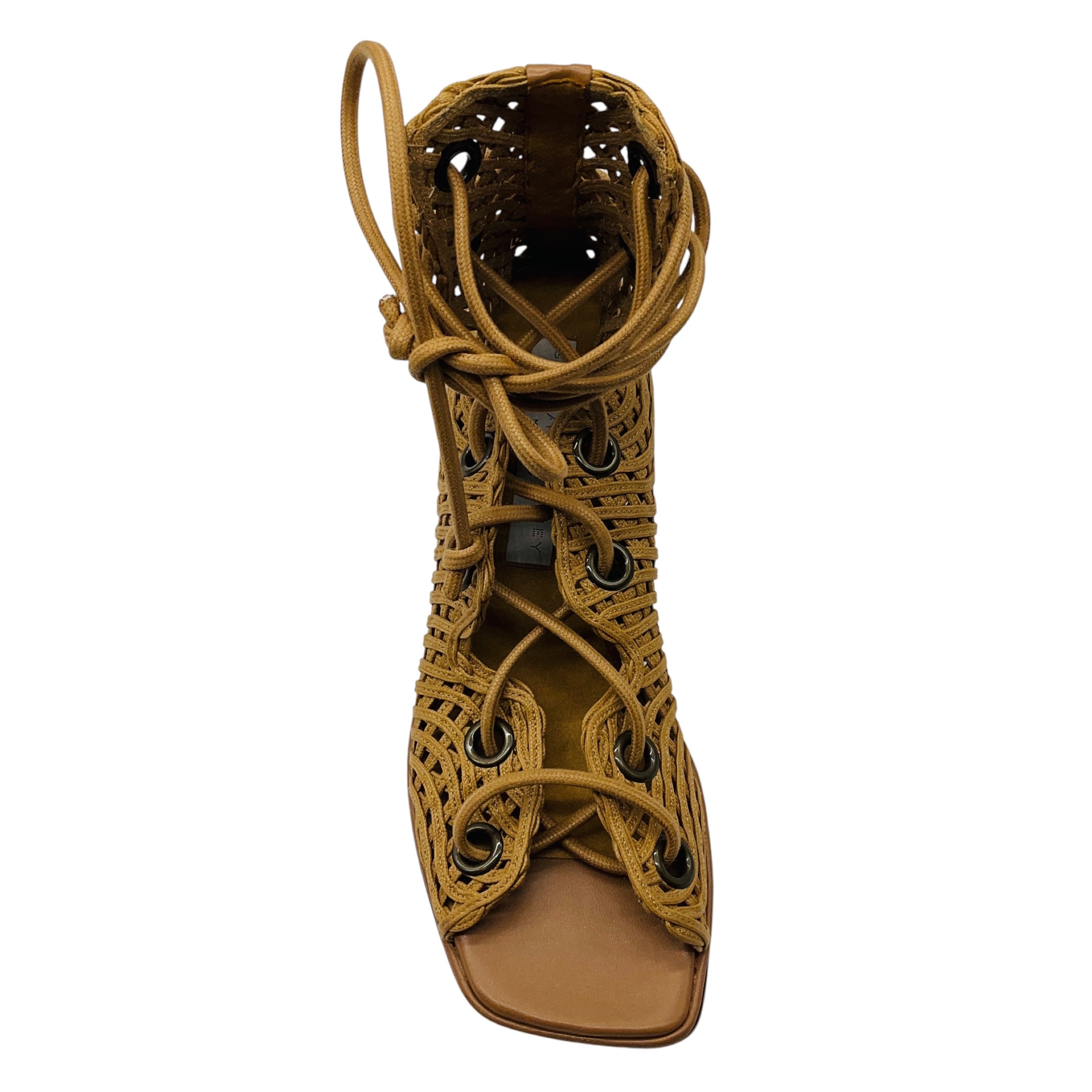 Stella McCartney Tan Woven Lace Up Sandals