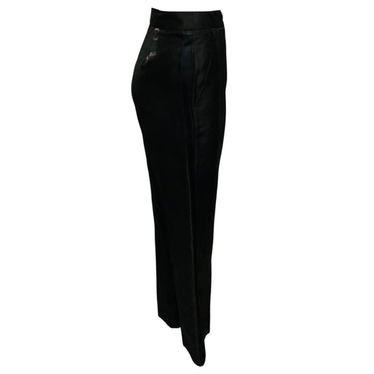 Chanel Black 2009 Shiny Linen Trousers with CC Logo Button