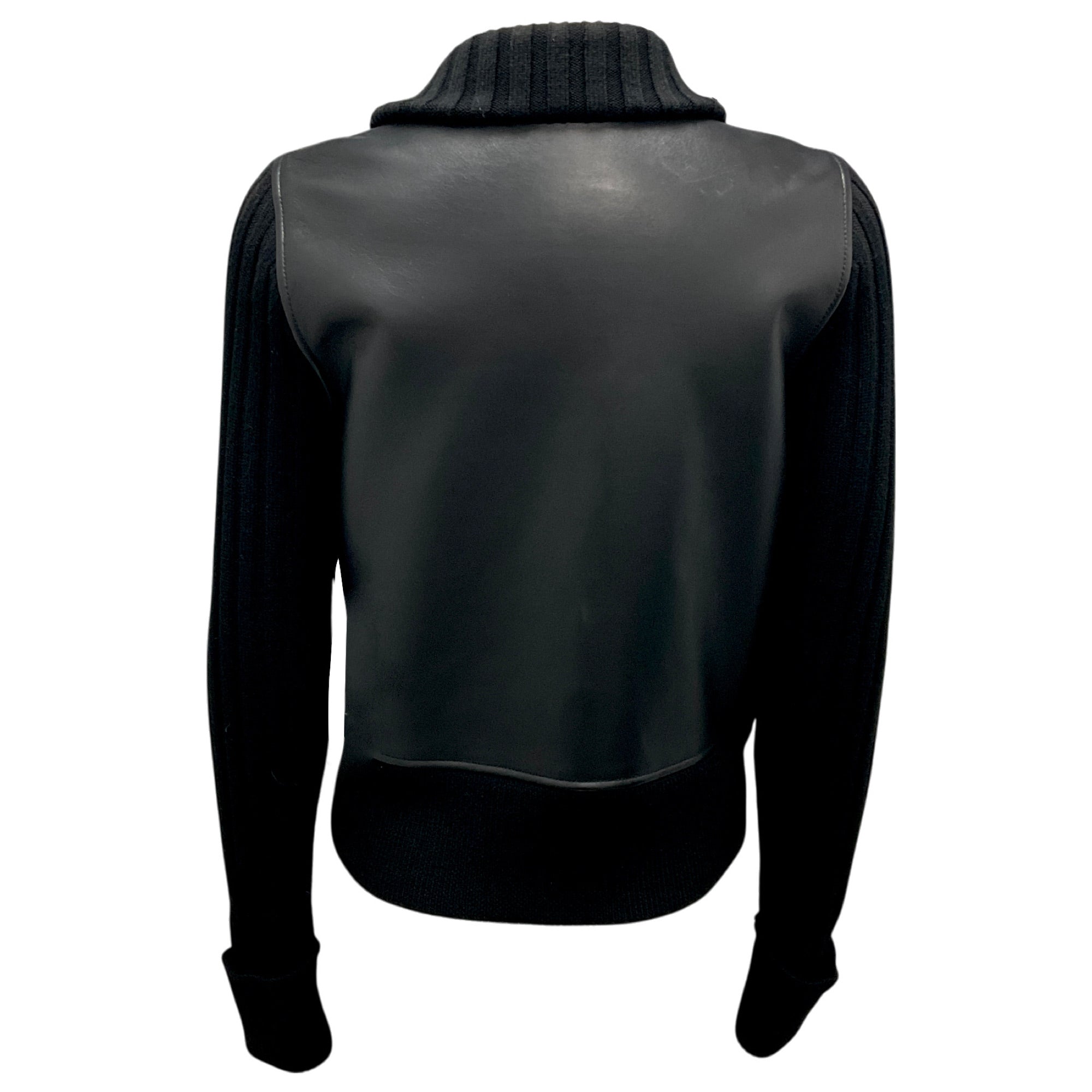 Theory Black Wilmore Bonded Leather Ribbed Jacket