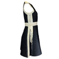 Load image into Gallery viewer, Lanvin Black / Beige Grosgrain Trimmed Sleeveless Satin Dress
