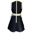 Load image into Gallery viewer, Lanvin Black / Beige Grosgrain Trimmed Sleeveless Satin Dress
