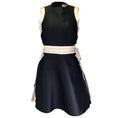 Load image into Gallery viewer, Lanvin Black / Beige Grosgrain Trimmed Sleeveless Satin Dress
