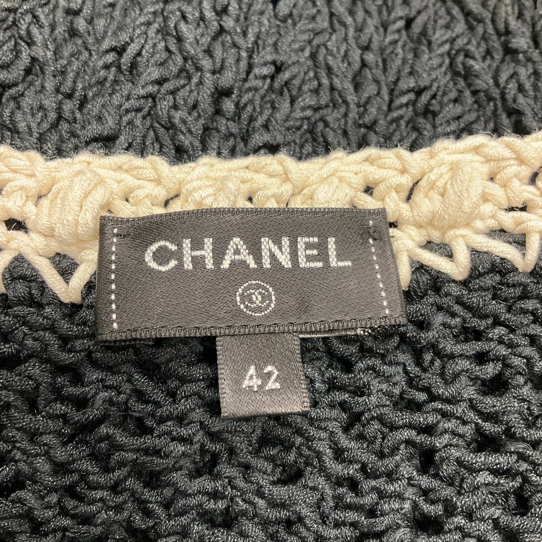 Chanel Black / White 2022 Open Knit Cardigan Sweater Dress