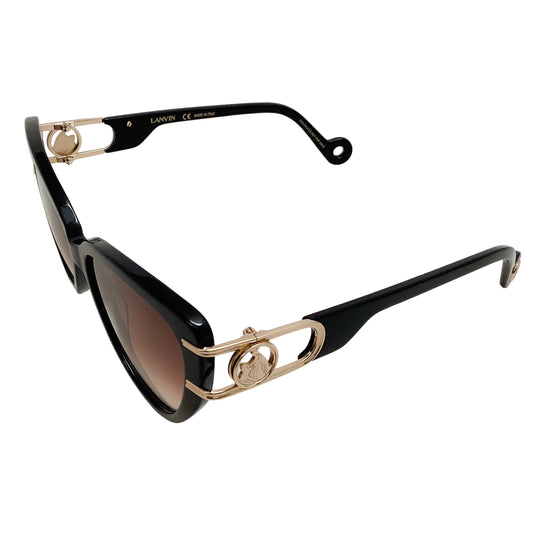 Lanvin Black with Gold Logo Arms Sunglasses
