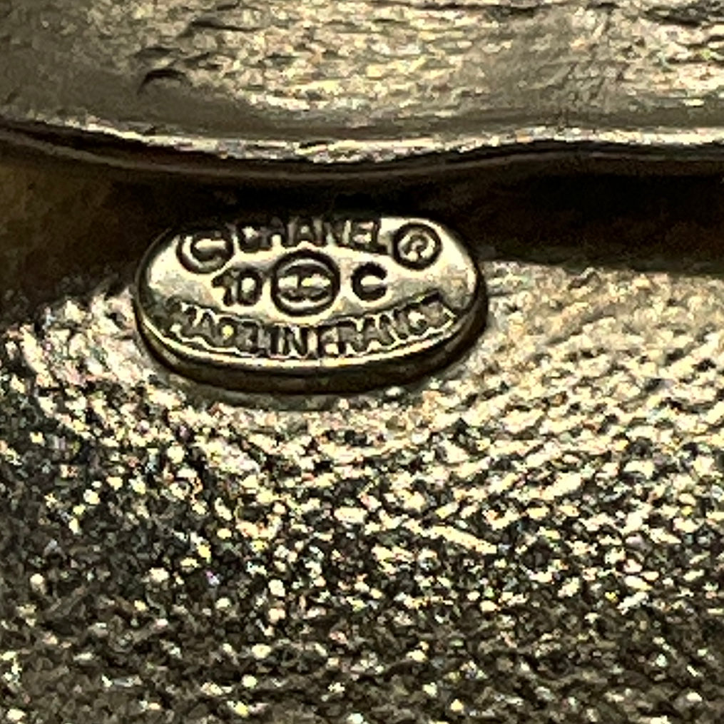 Chanel 2010 Red / Brushed Gold CC Logo Circular Enamel Locket Ring